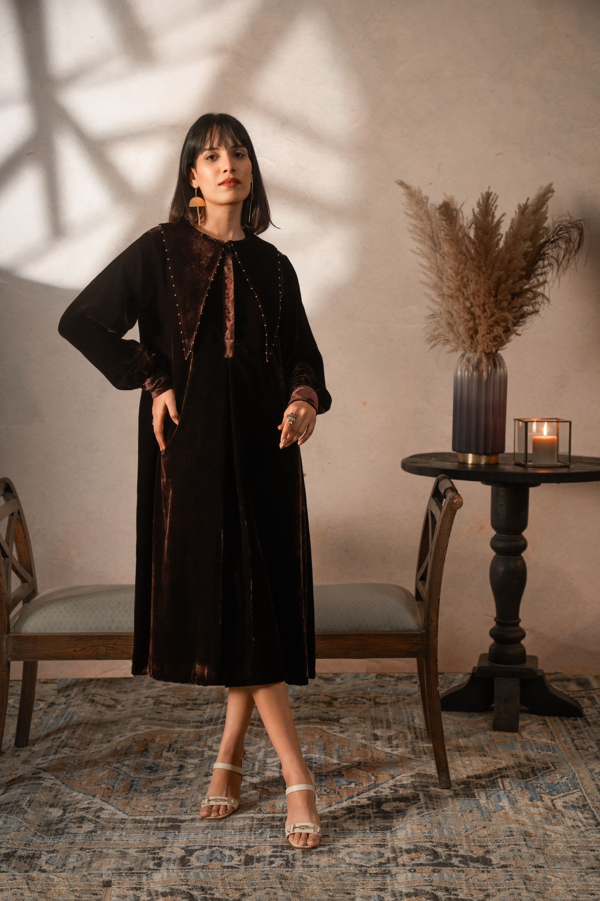 Velvet Collar Statement Dress