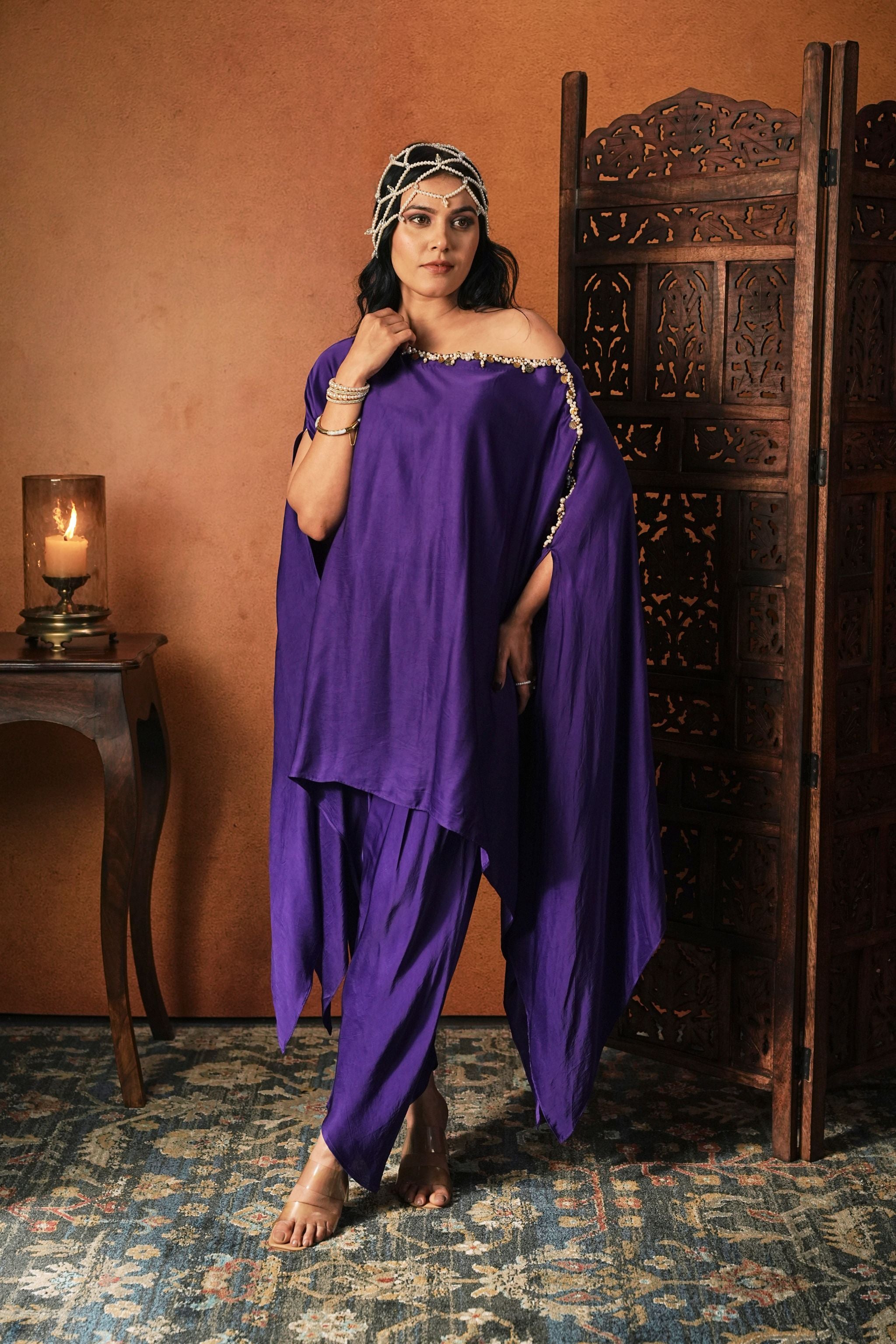 One Shoulder Kaftan Set