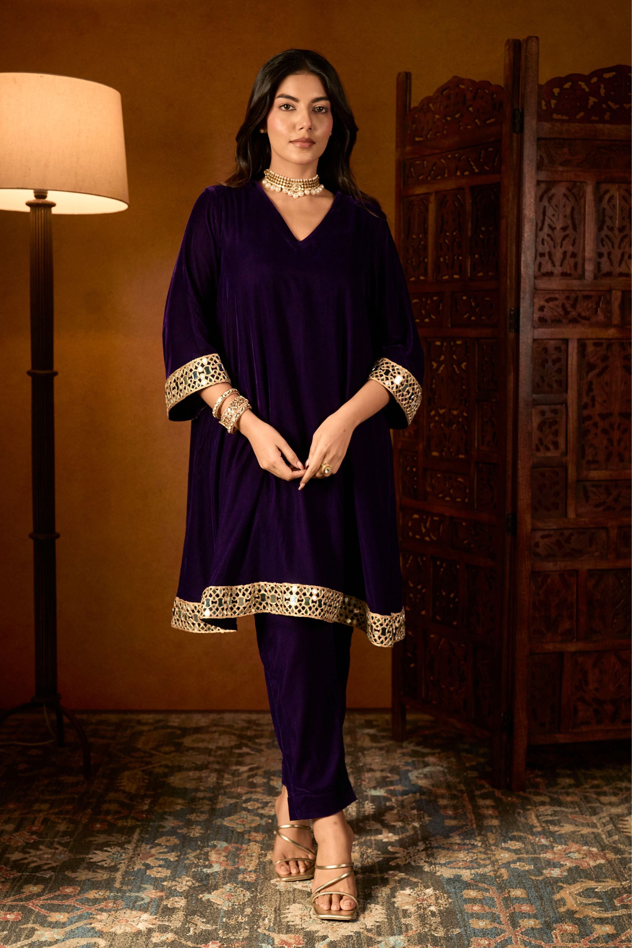 Purple kurta set