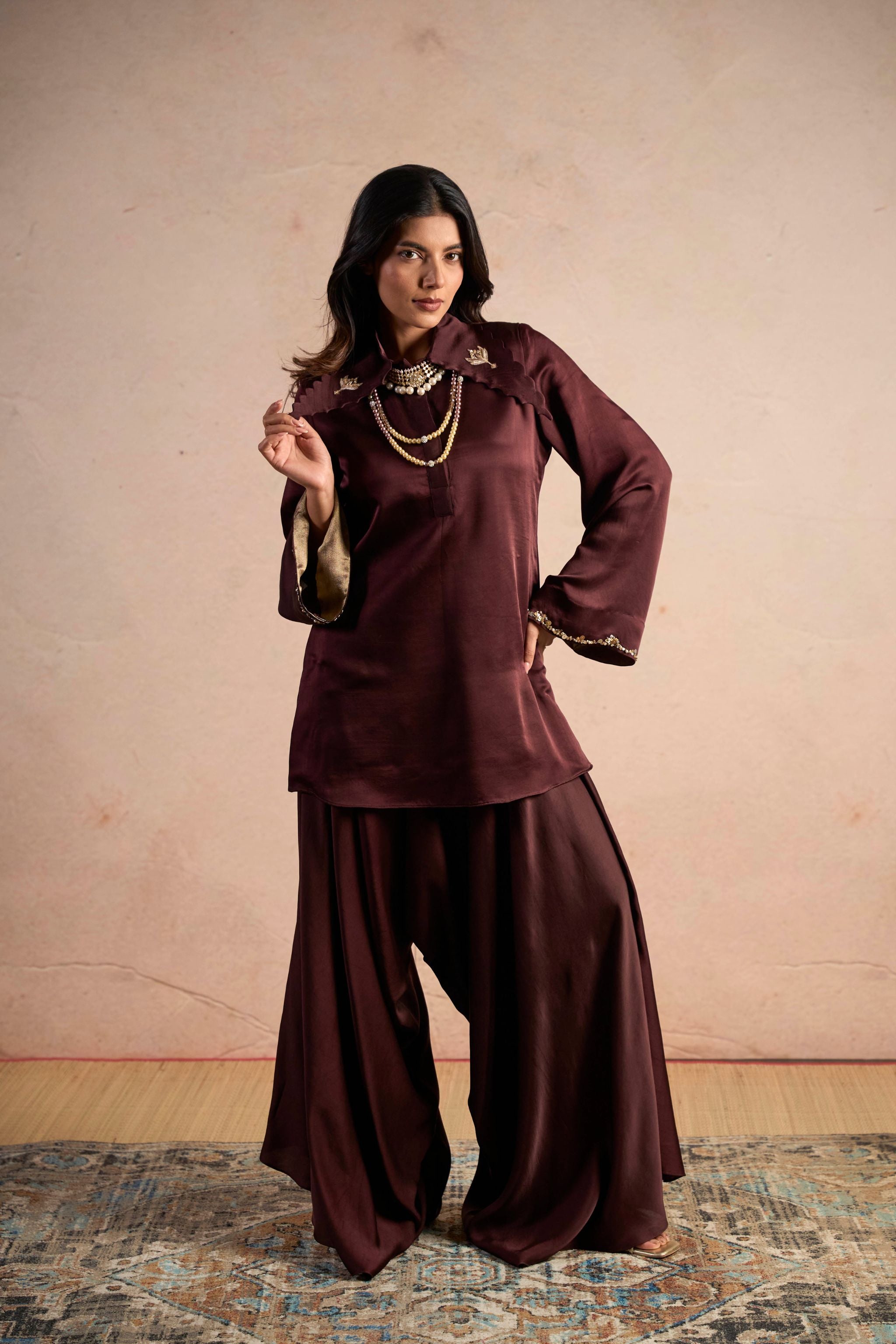 Mocha Drape Pant Set