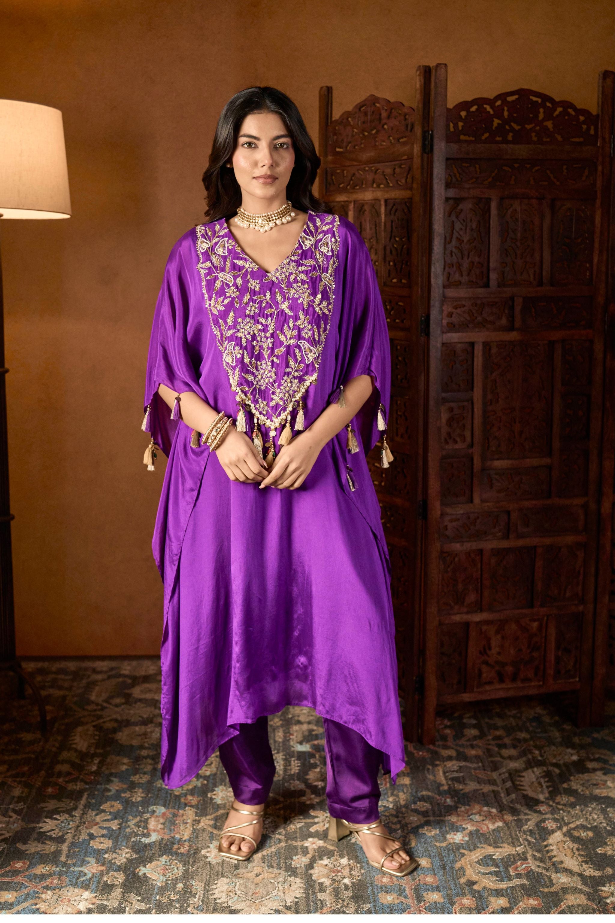 Purple Embroidered Set