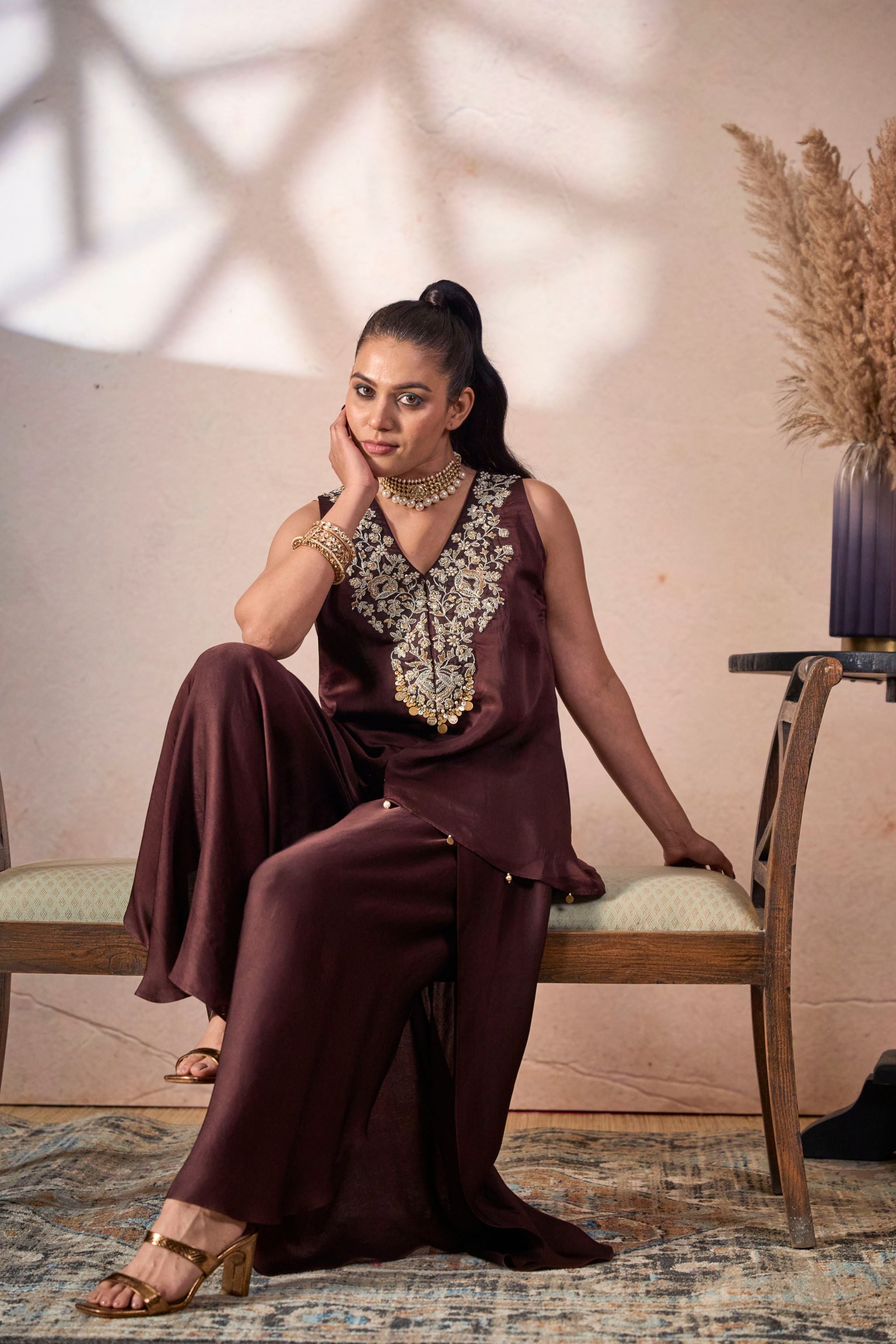 Mocha Embroidered Co-Ord