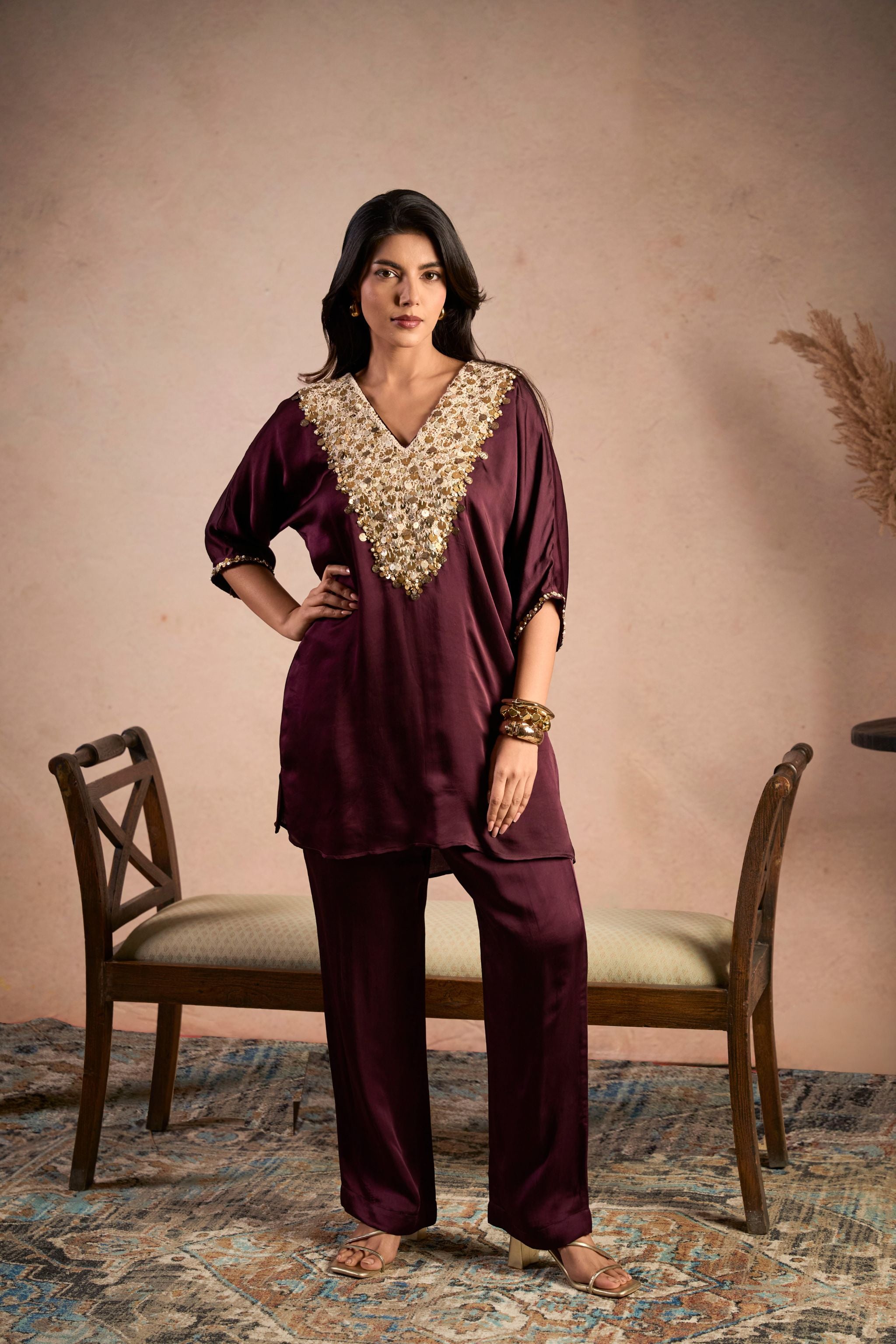 Neck Embroidered Co-Ord Set