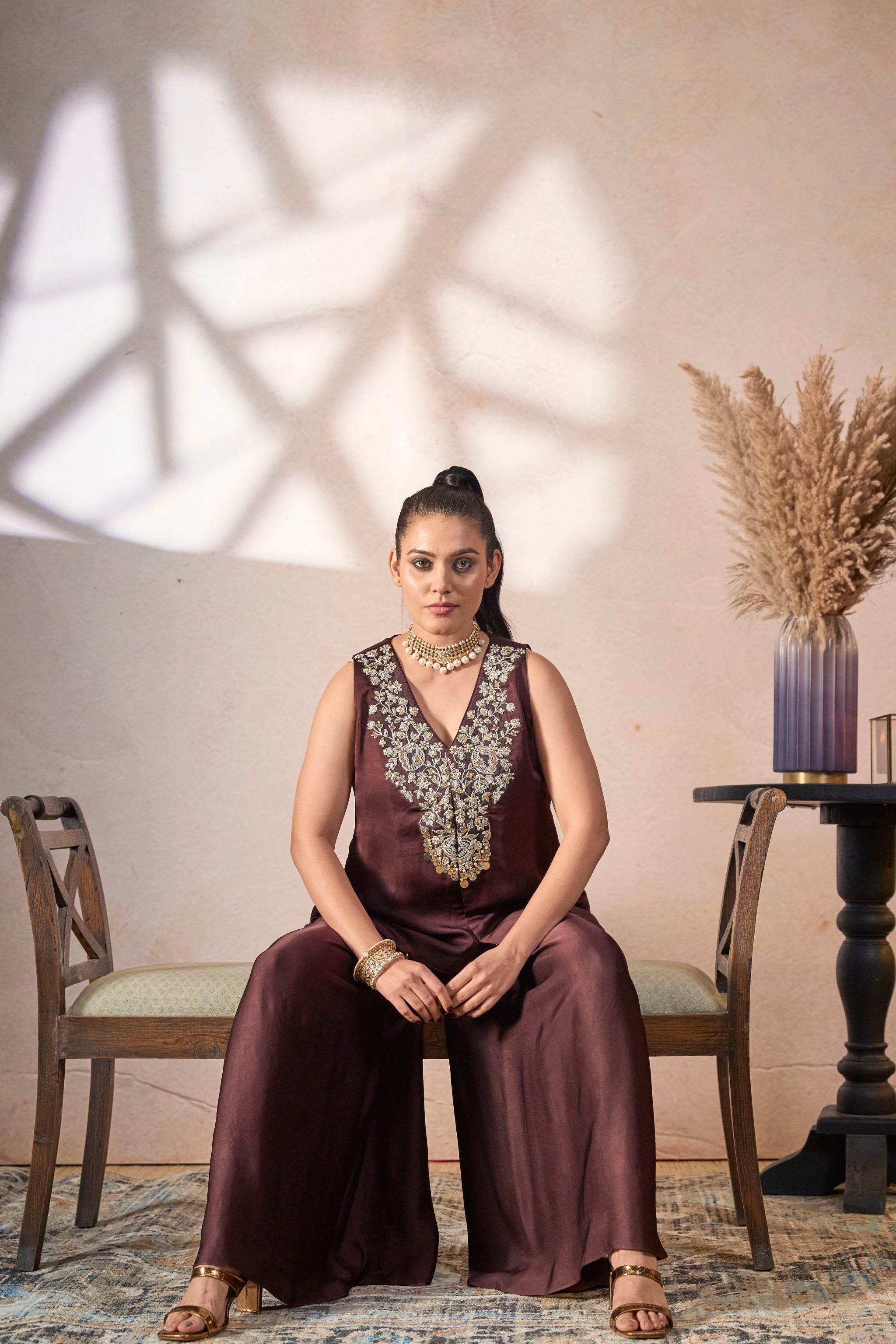 Mocha Embroidered Co-Ord