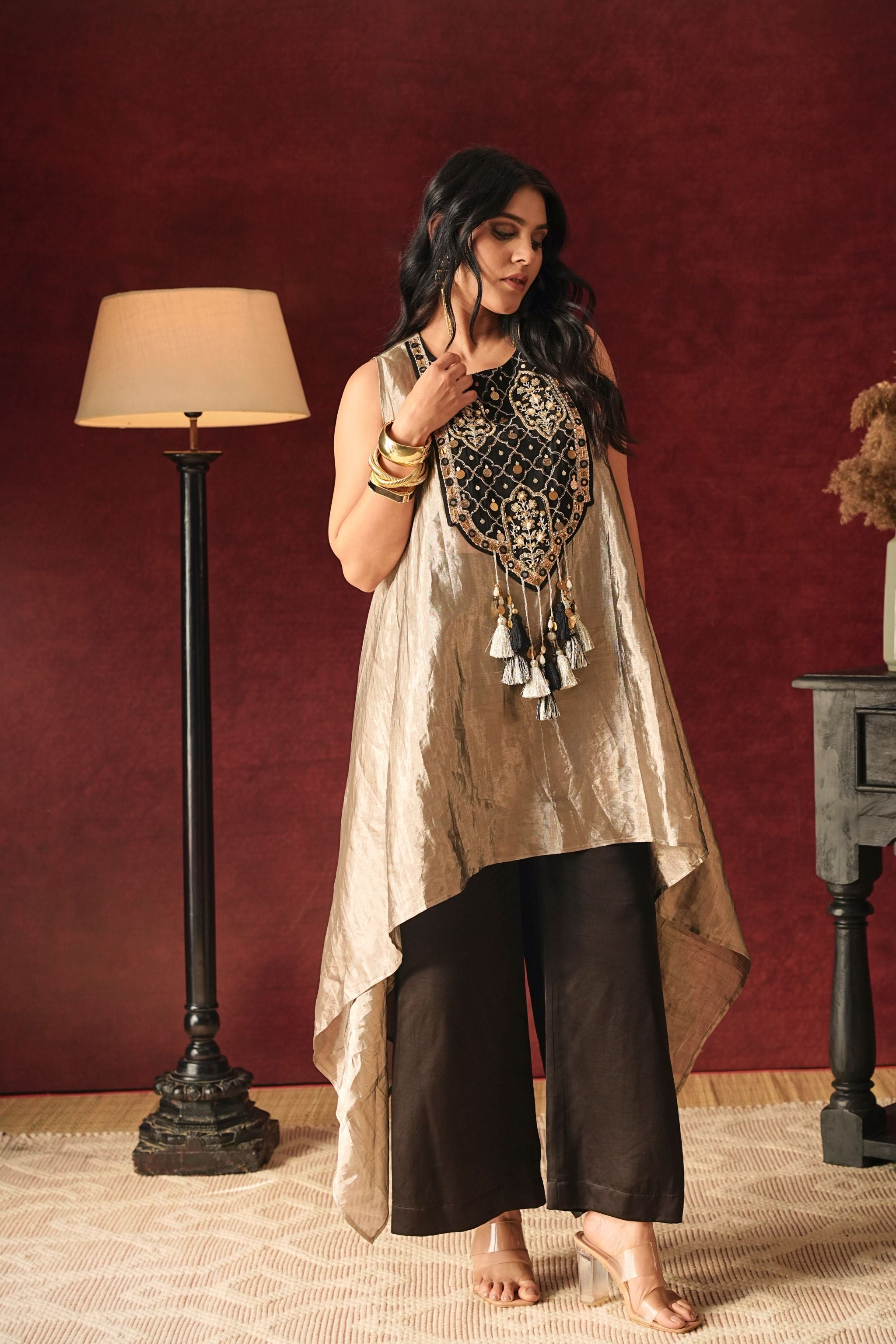 Black High-Low Tunic Set