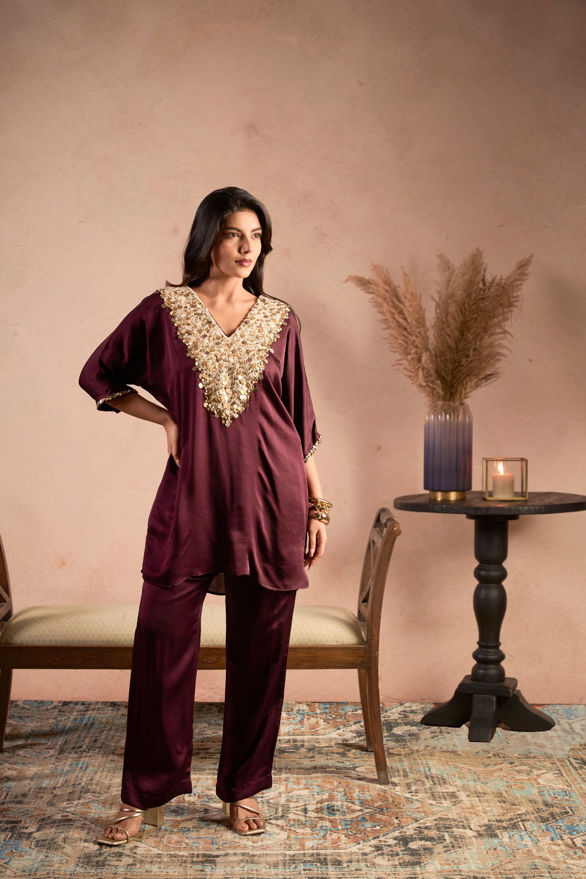 Neck Embroidered Co-Ord Set