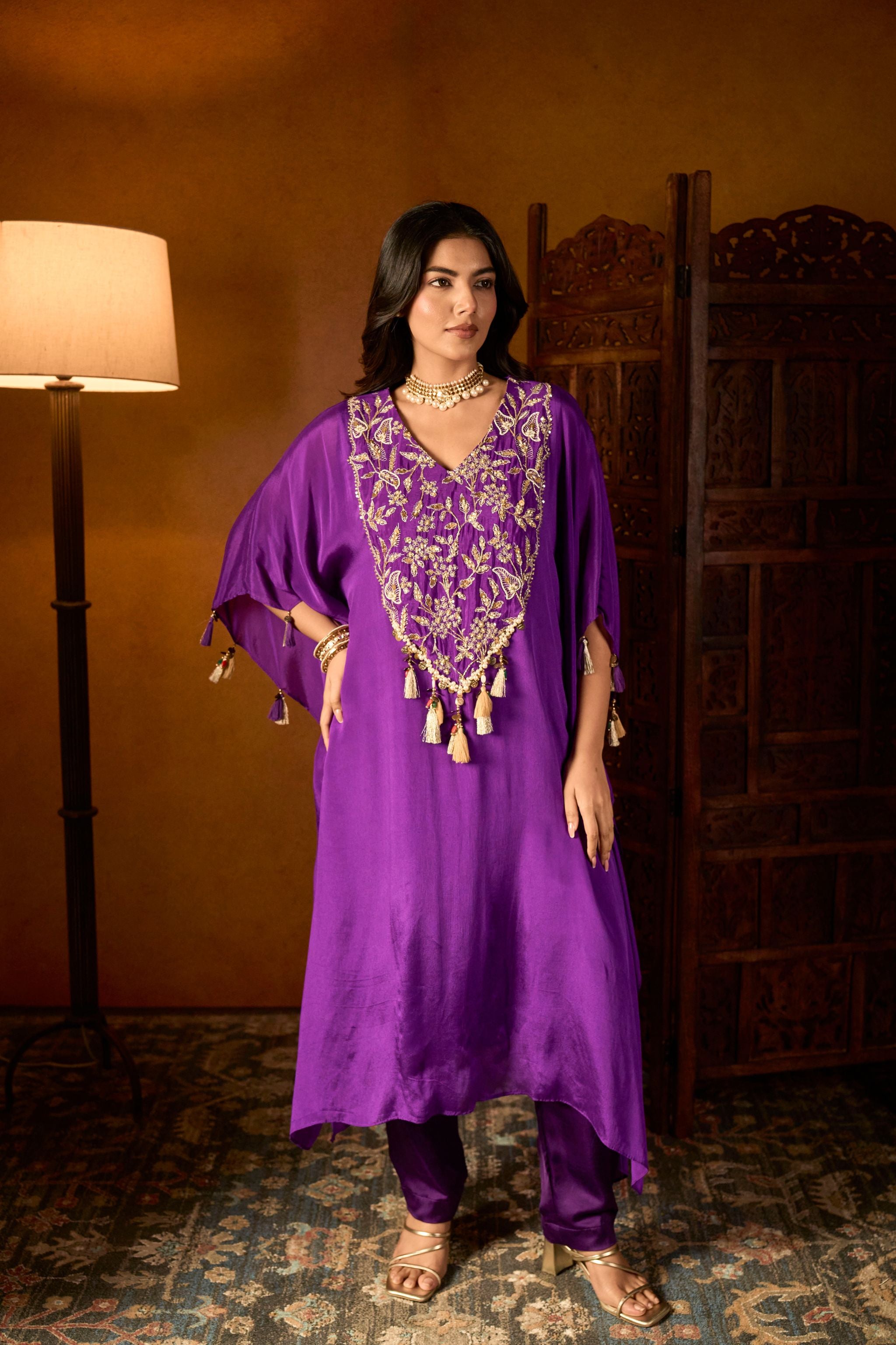 Purple Embroidered Set