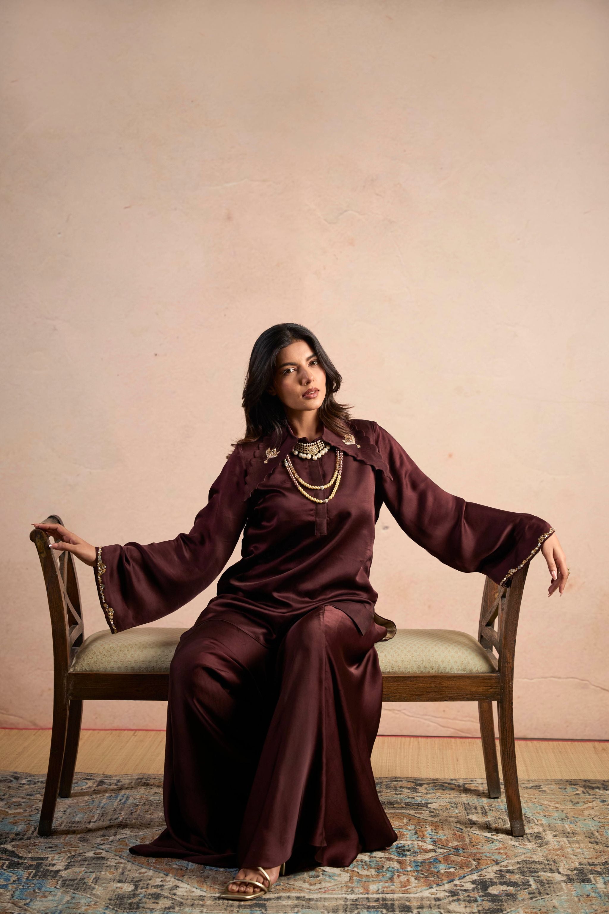 Mocha Drape Pant Set