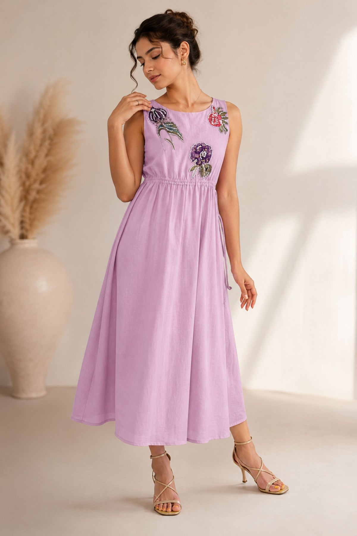 The Lilac Embroidered Midi