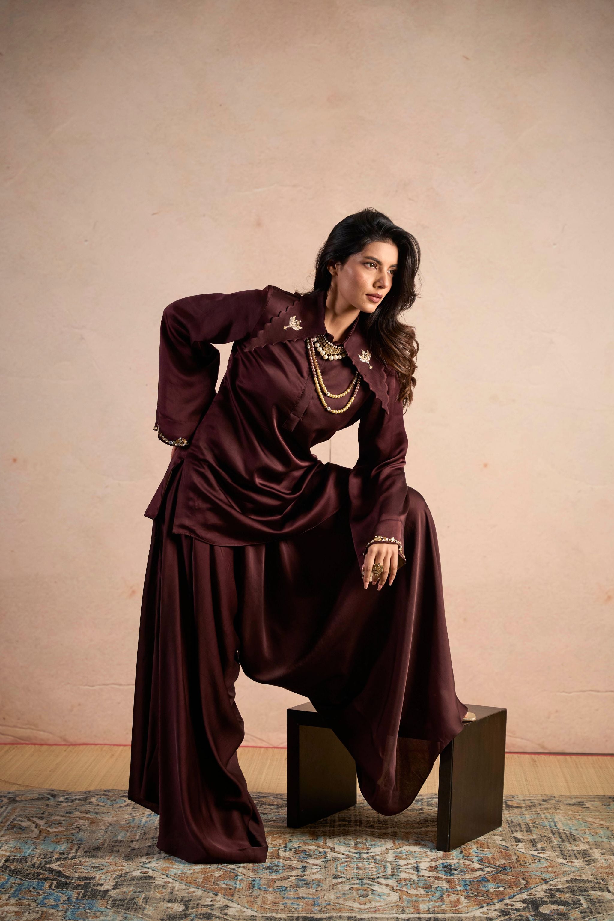 Mocha Drape Pant Set