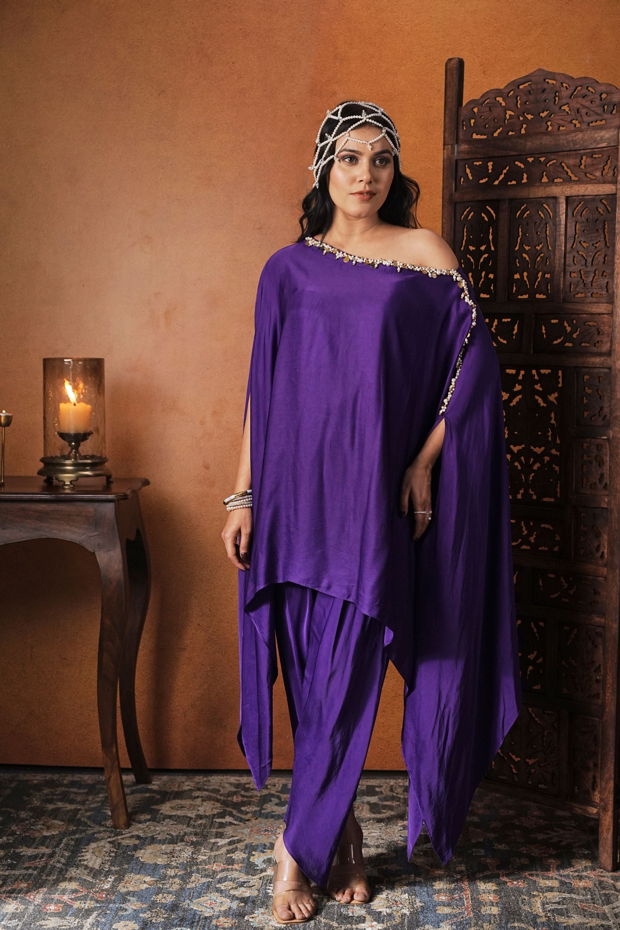 One Shoulder Kaftan Set