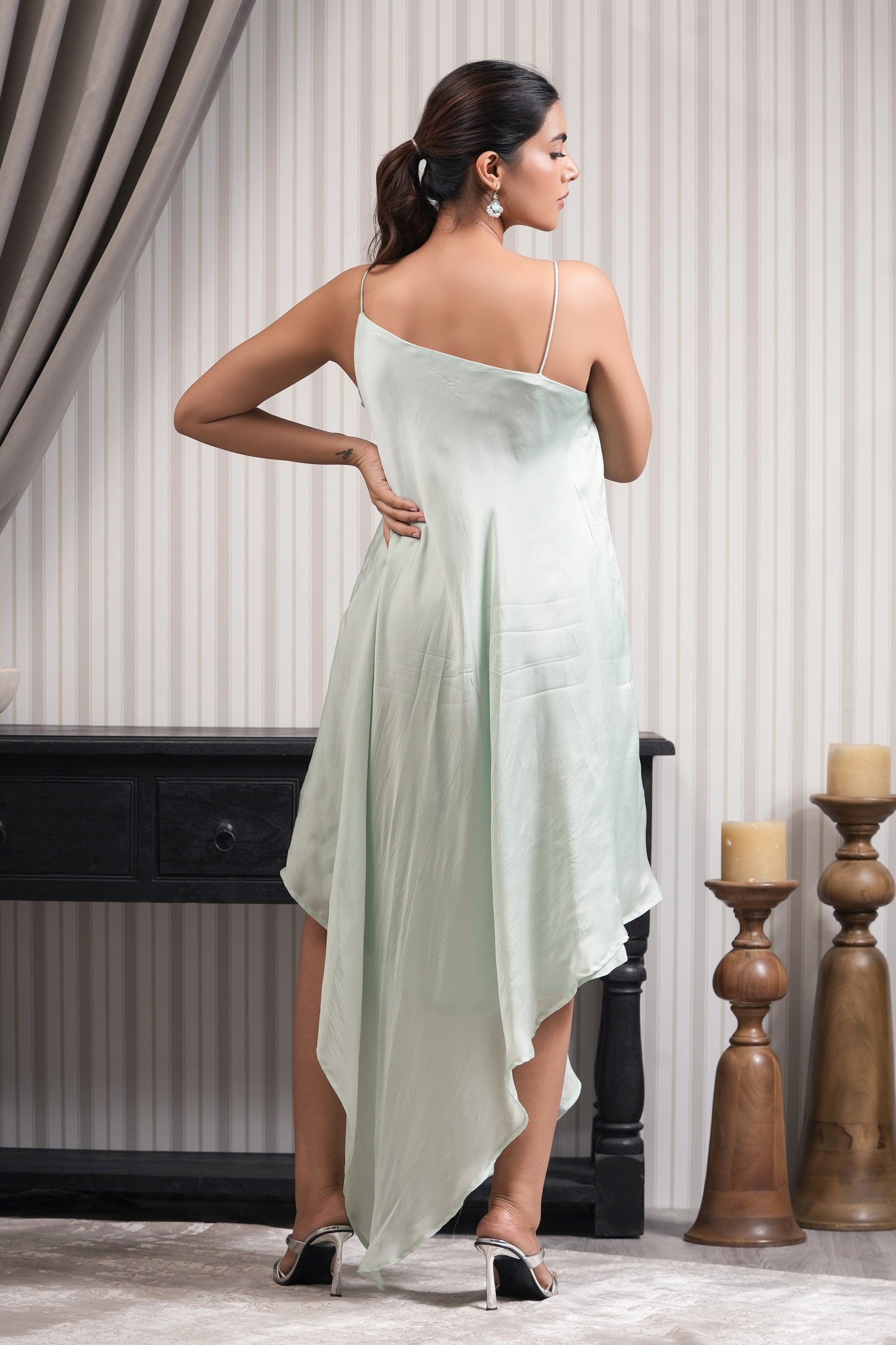 Embroidered Midi Sleeveless Dress - Mint