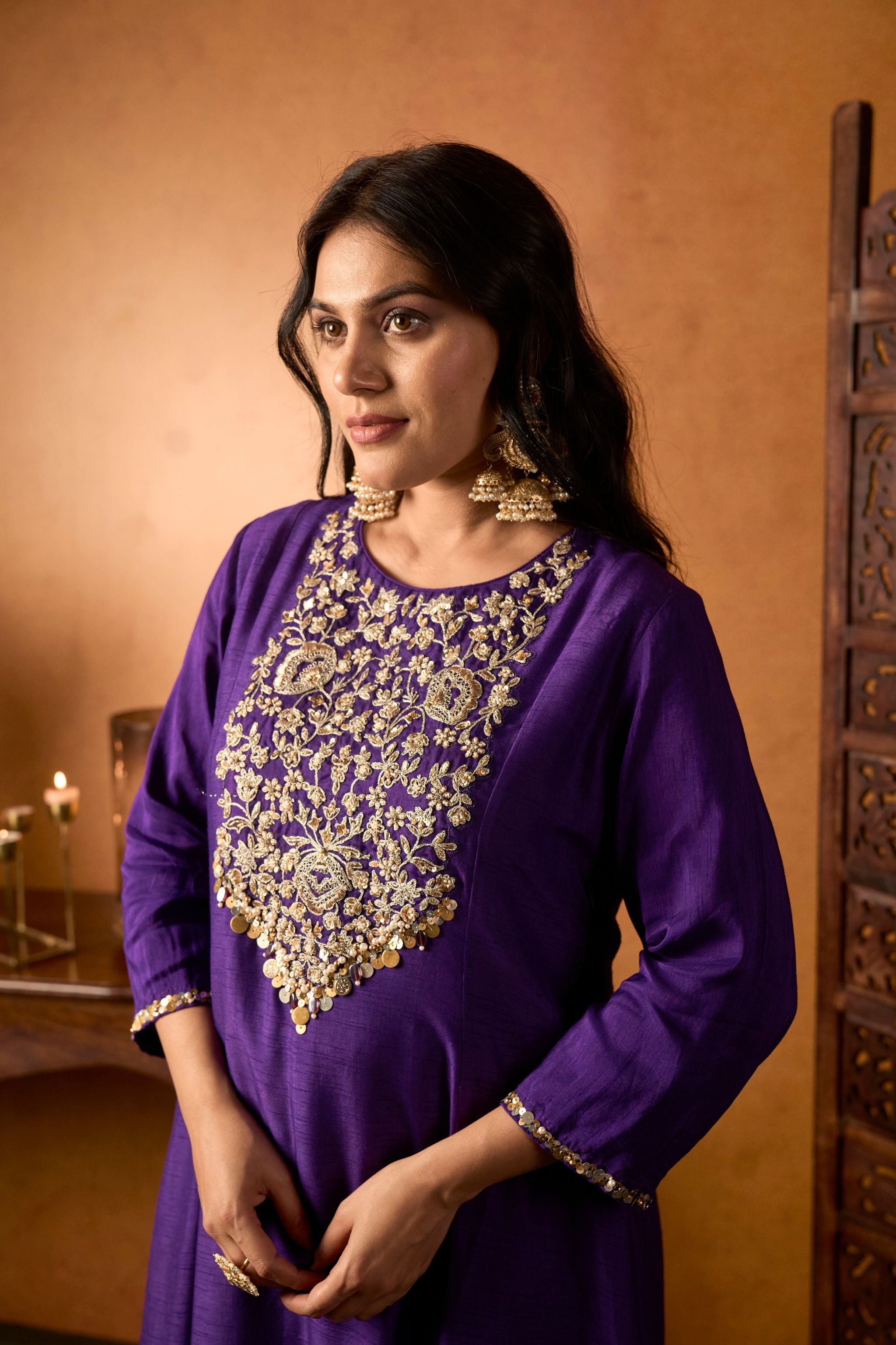 Royal Purple Embroidered Gown