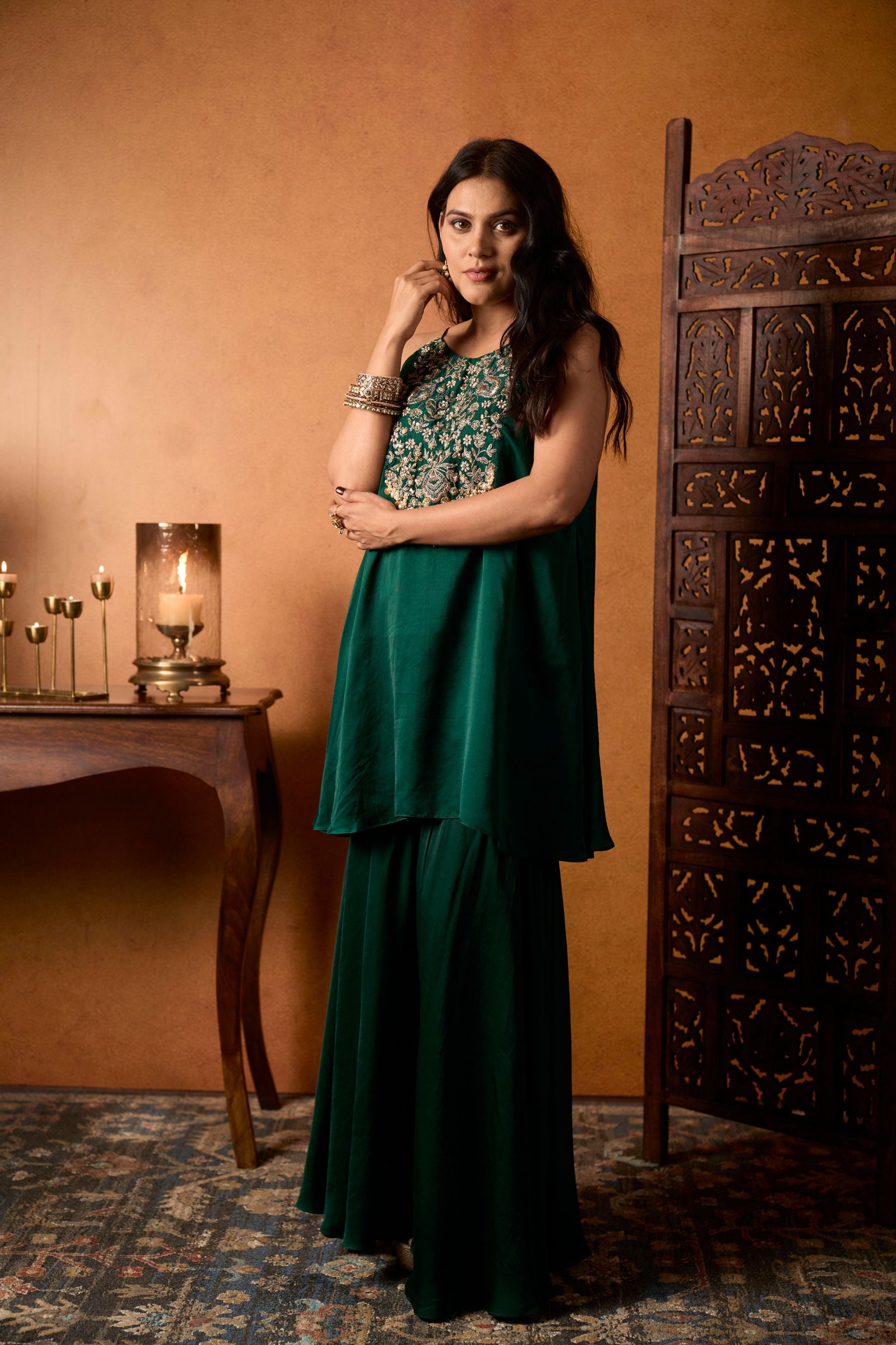 Embroidered Emerald Ensemble