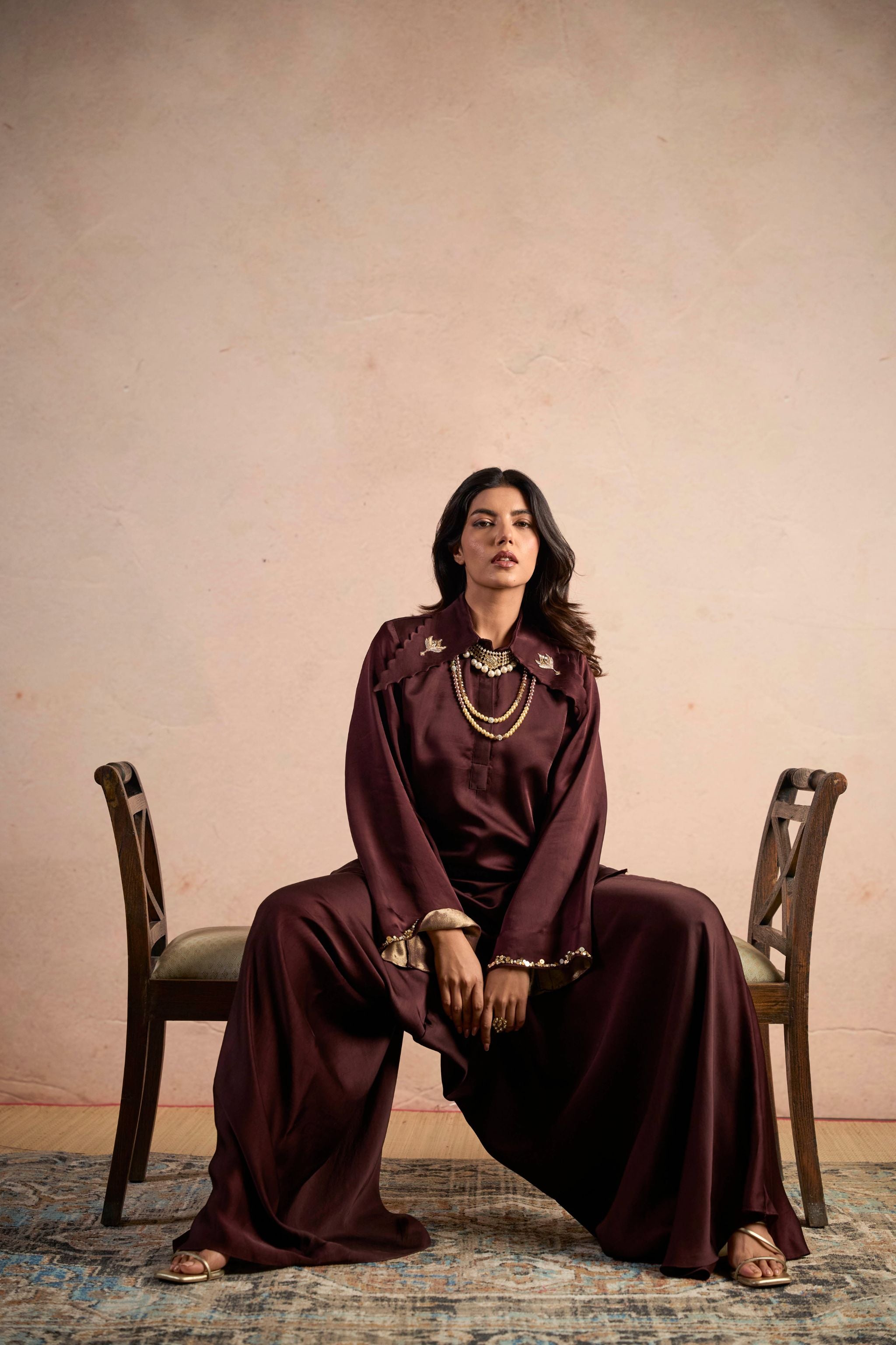 Mocha Drape Pant Set