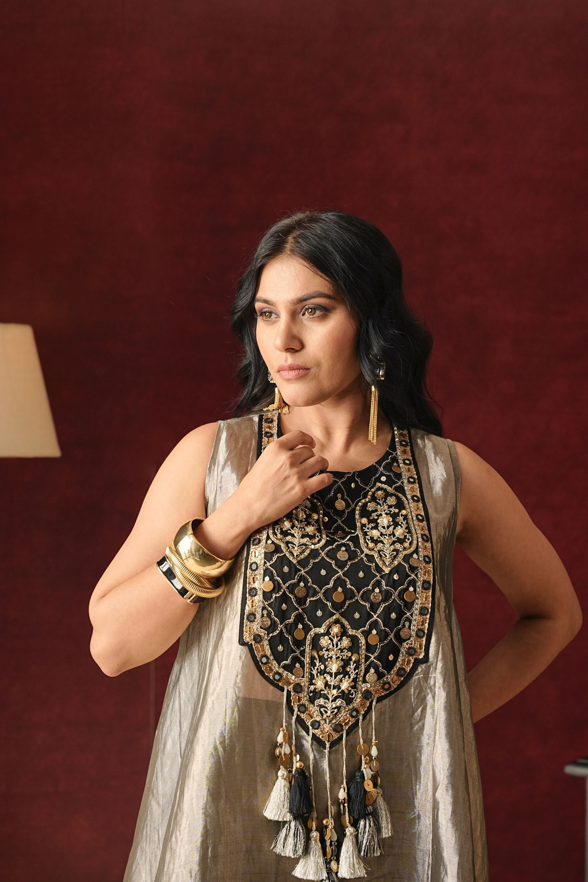 Black High-Low Tunic Set