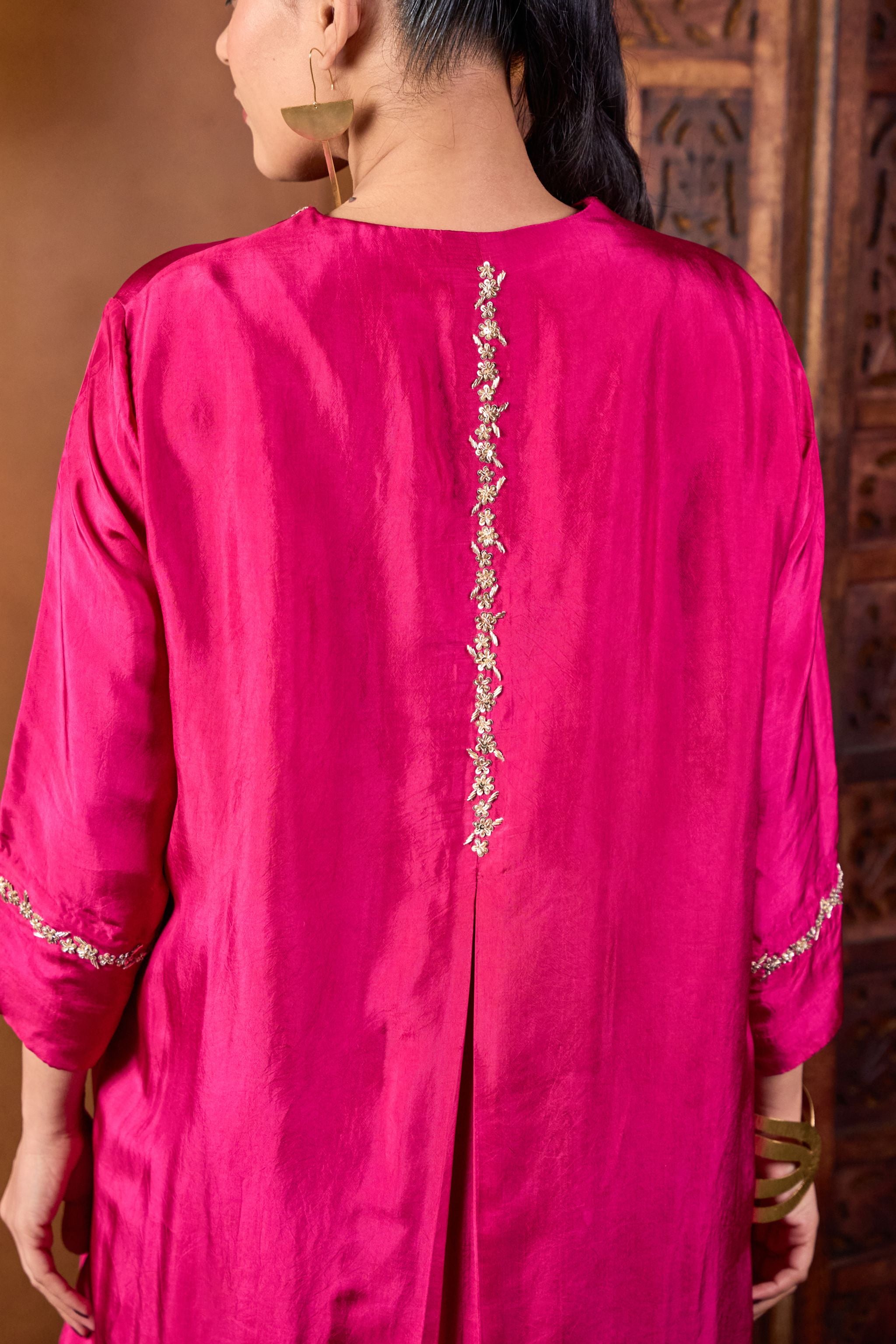 Embroidered Pink Kurta Palazzo Set