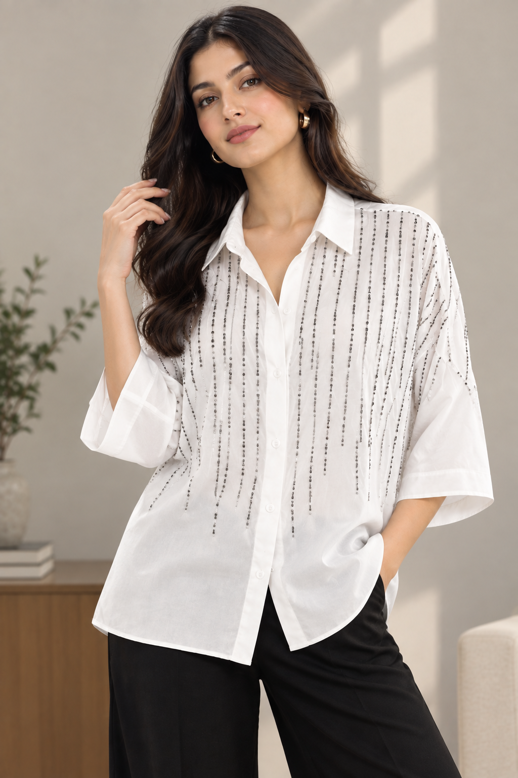 Ivory Luminous Stripe Shirt