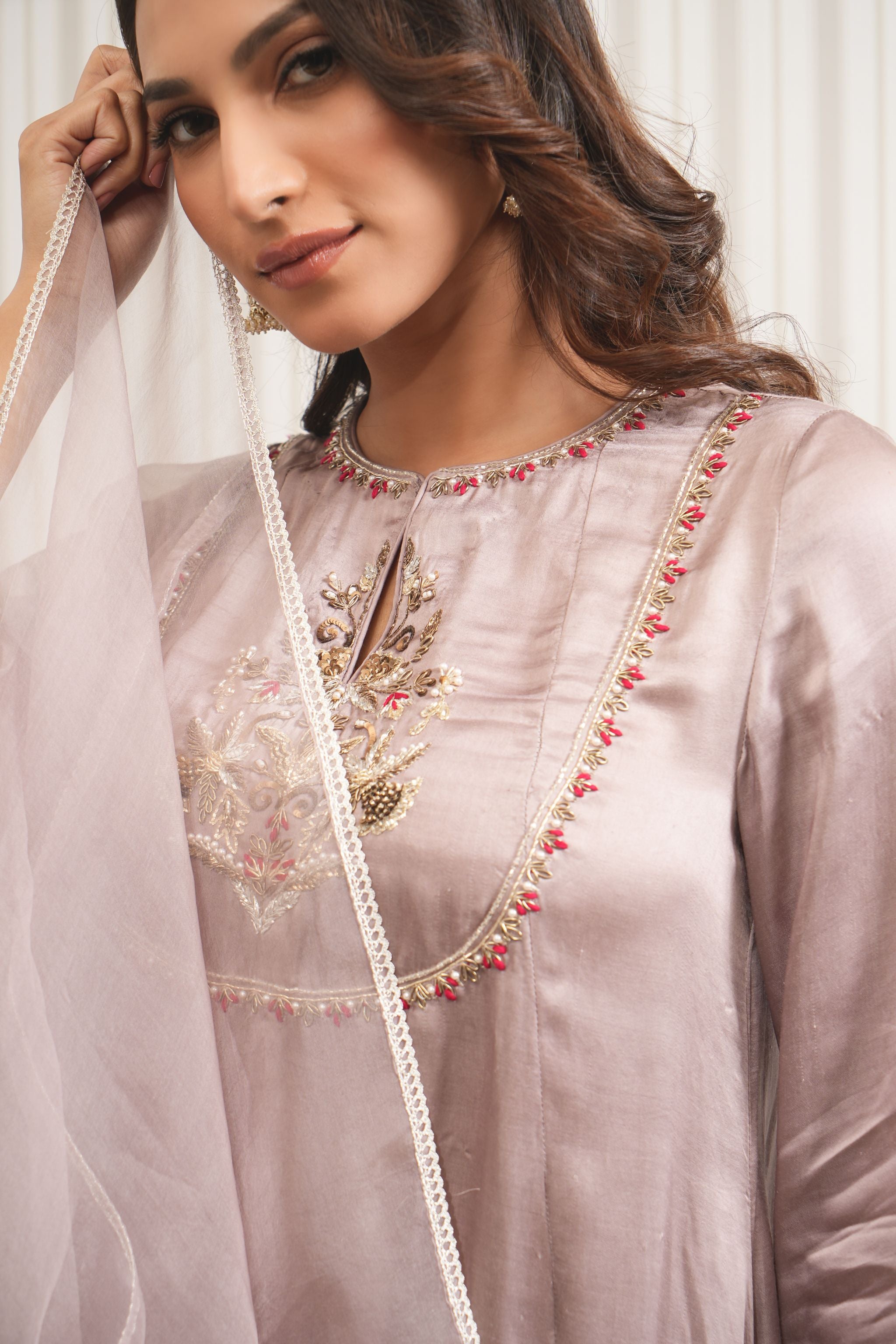 Handcrafted Pure Silk Dhoti Kurta Set - Onion Pink