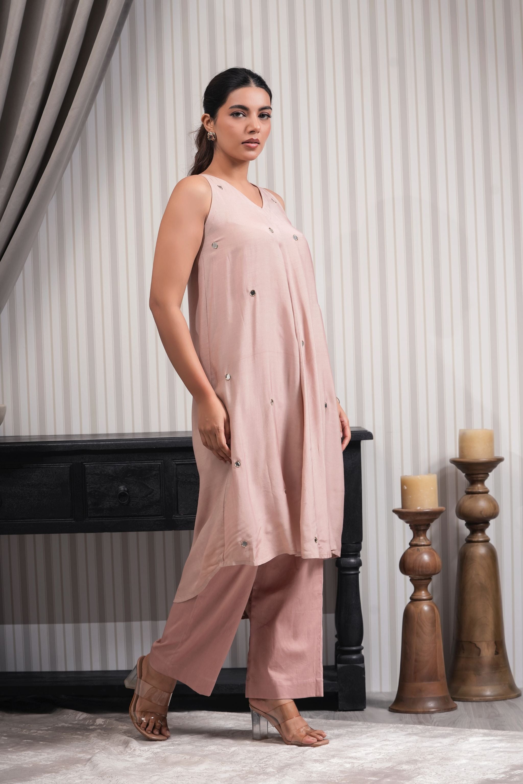 Abla Embroidered A-line Kurta Set - Onion Pink