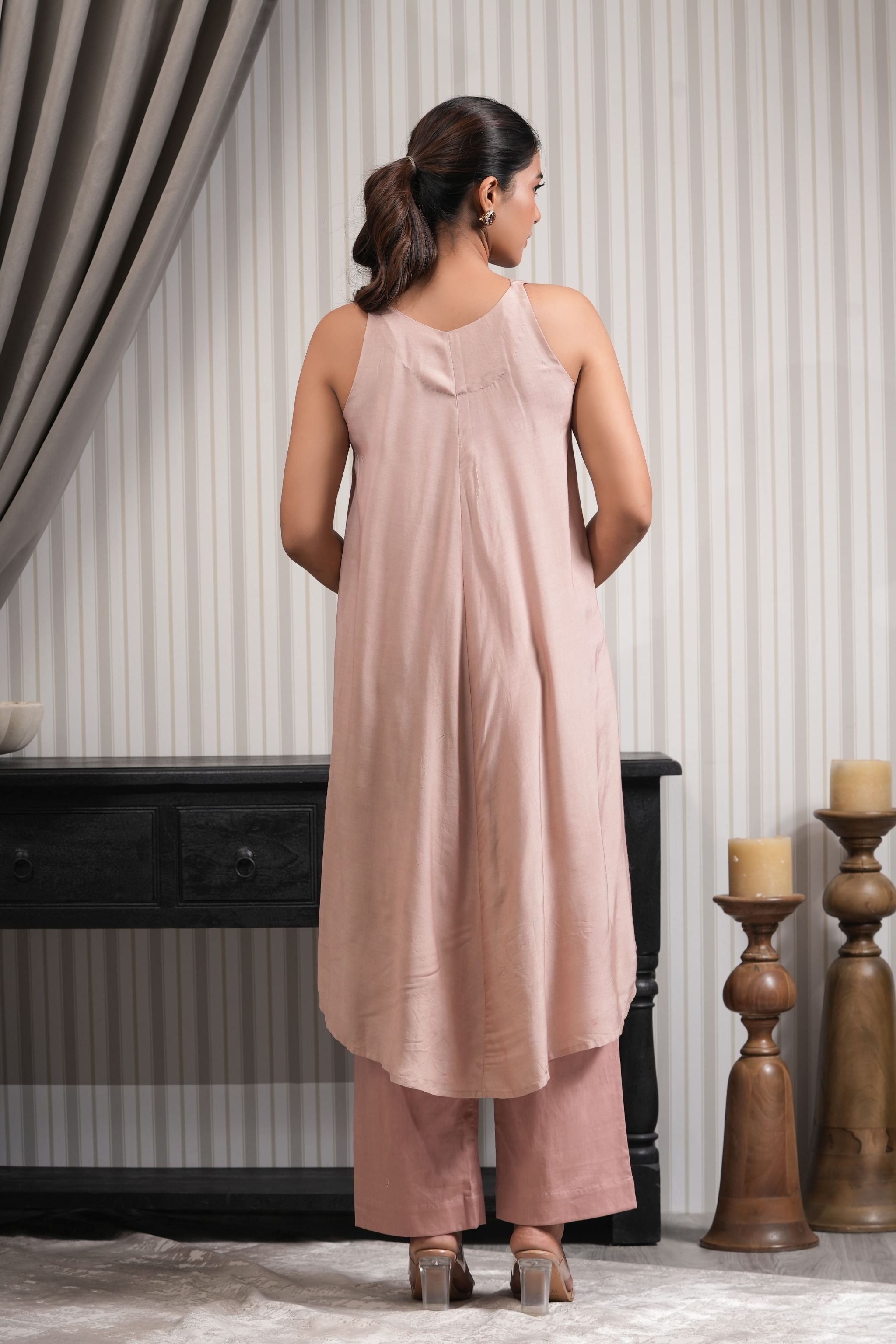 Abla Embroidered A-line Kurta Set - Onion Pink