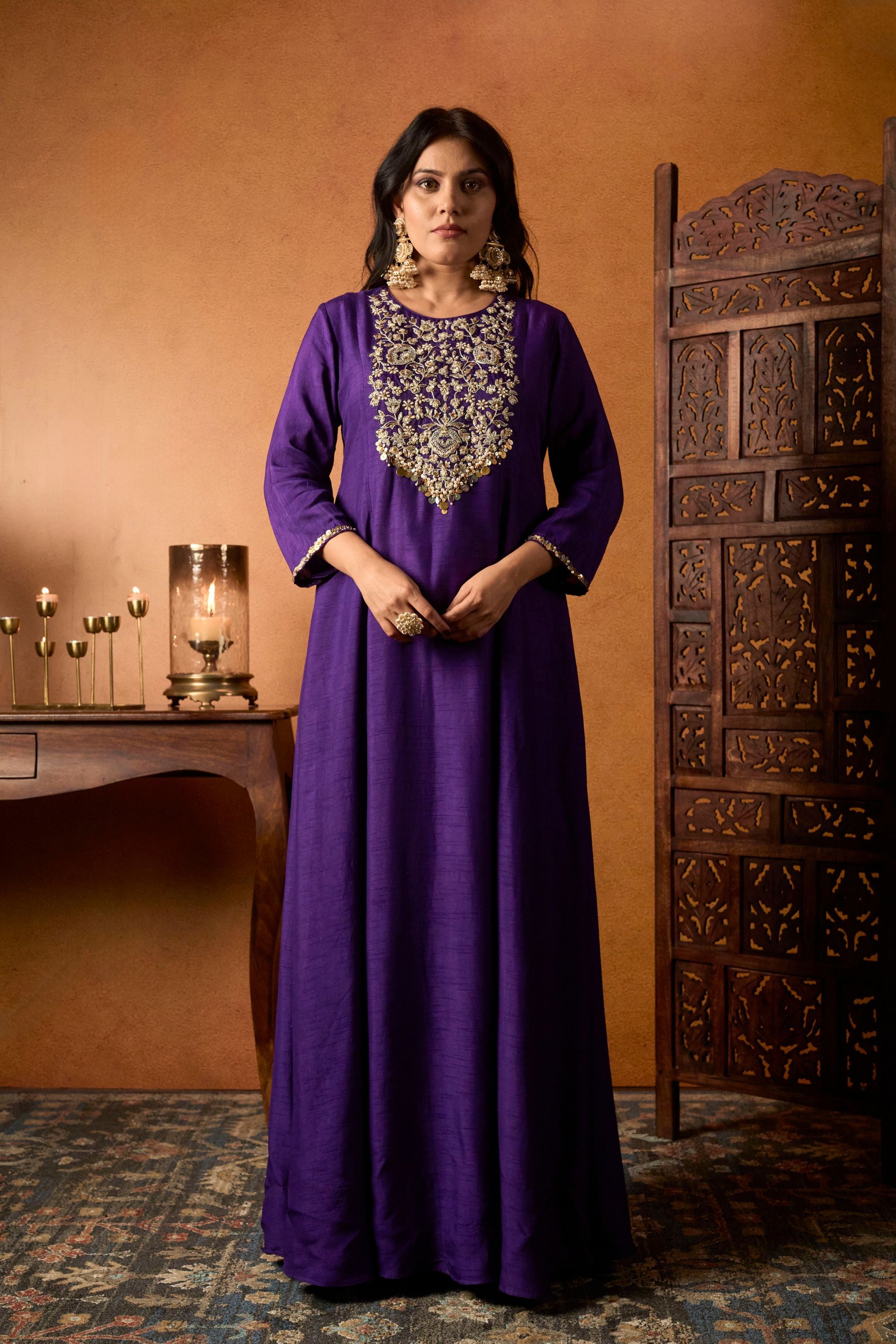 Royal Purple Embroidered Gown