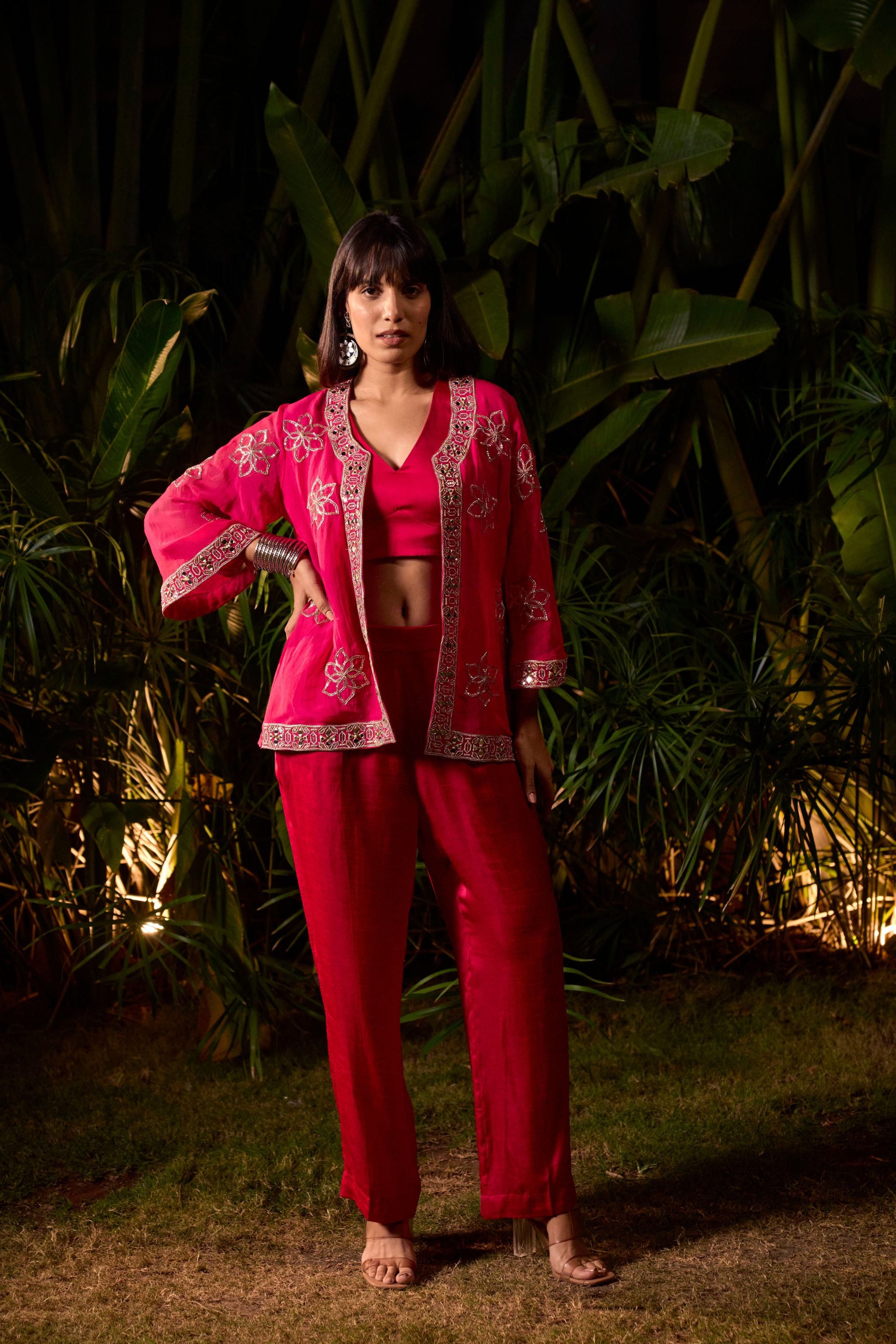 Embroidered Jacket Set