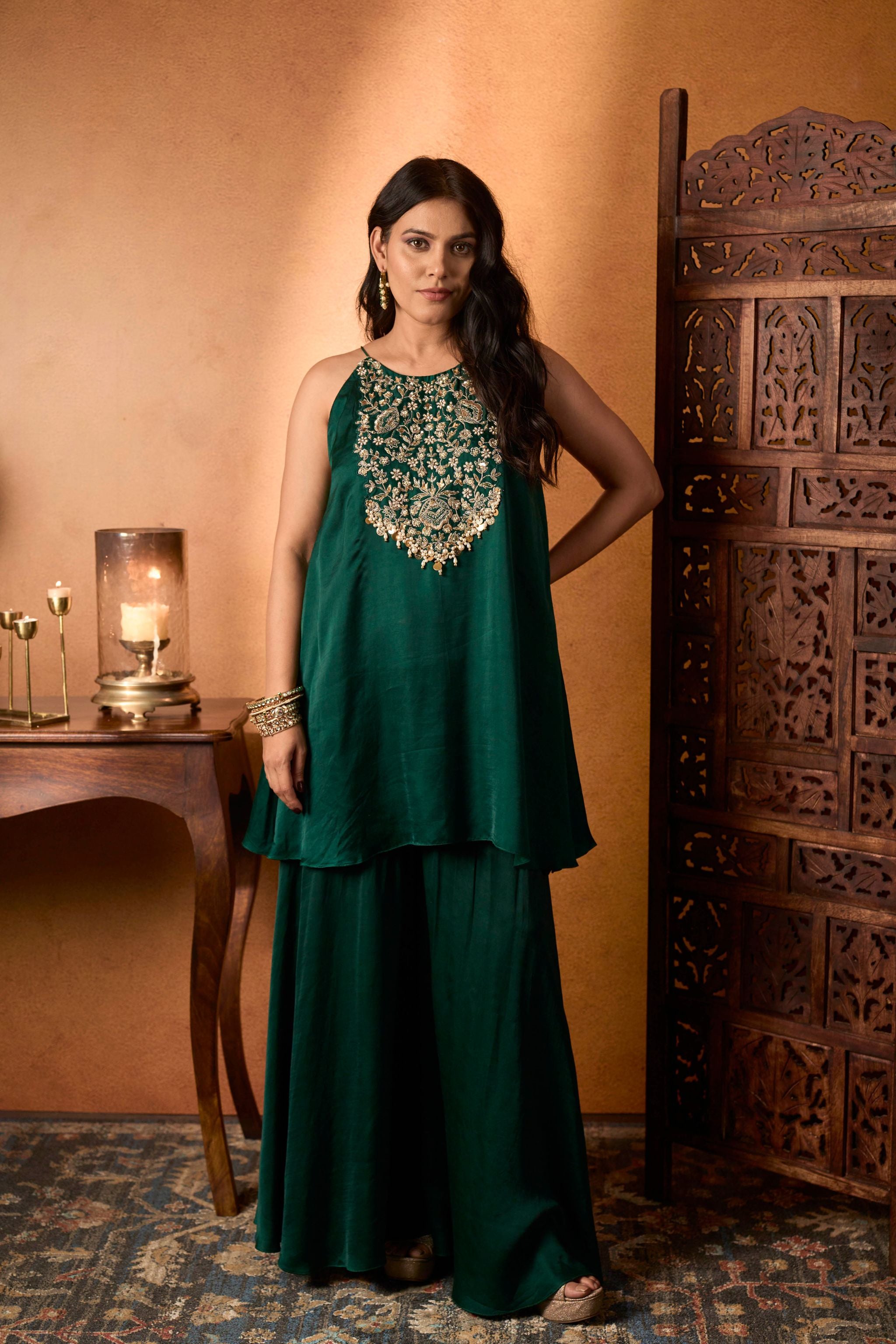 Embroidered Emerald Ensemble