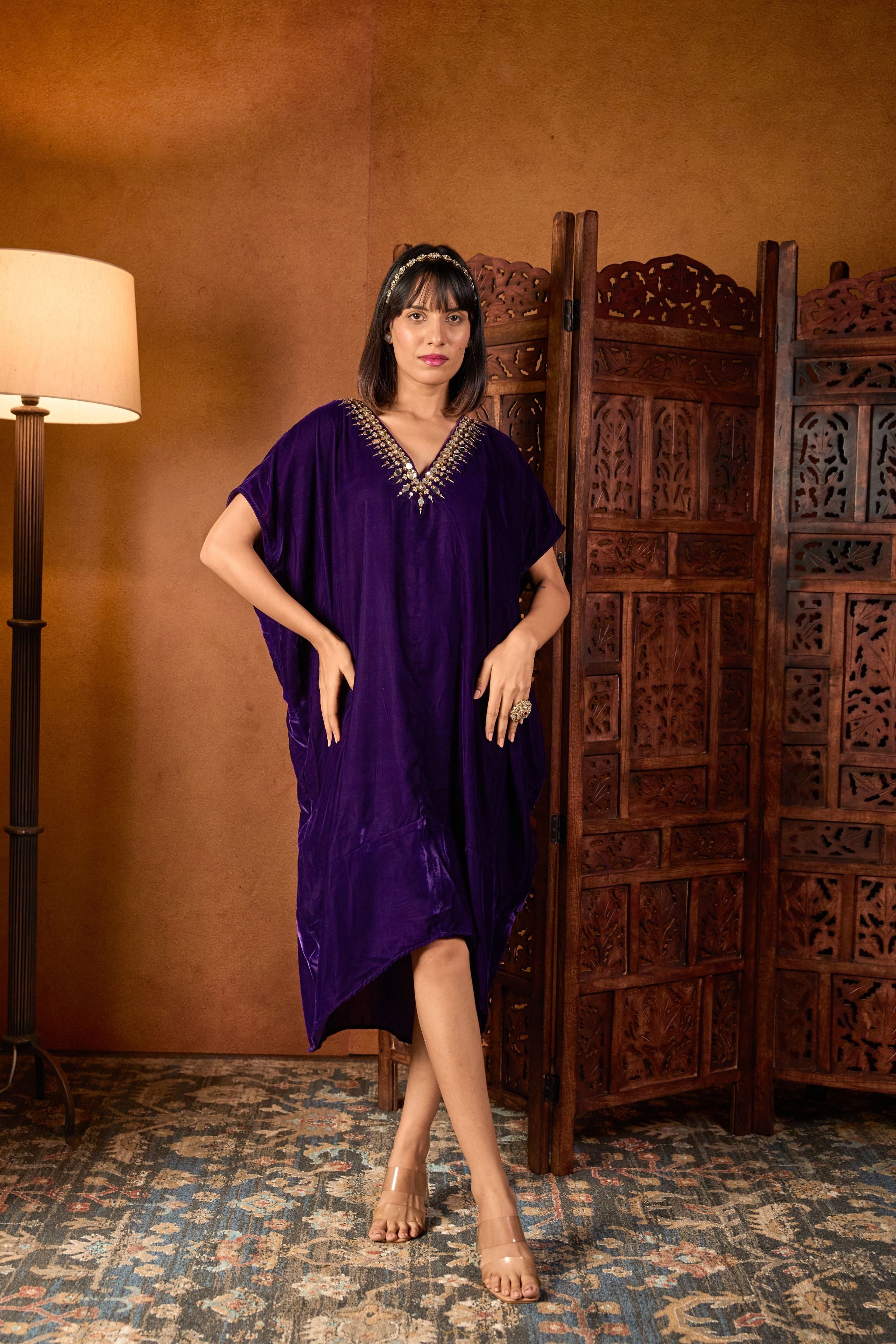 Neck Embroidered Dress