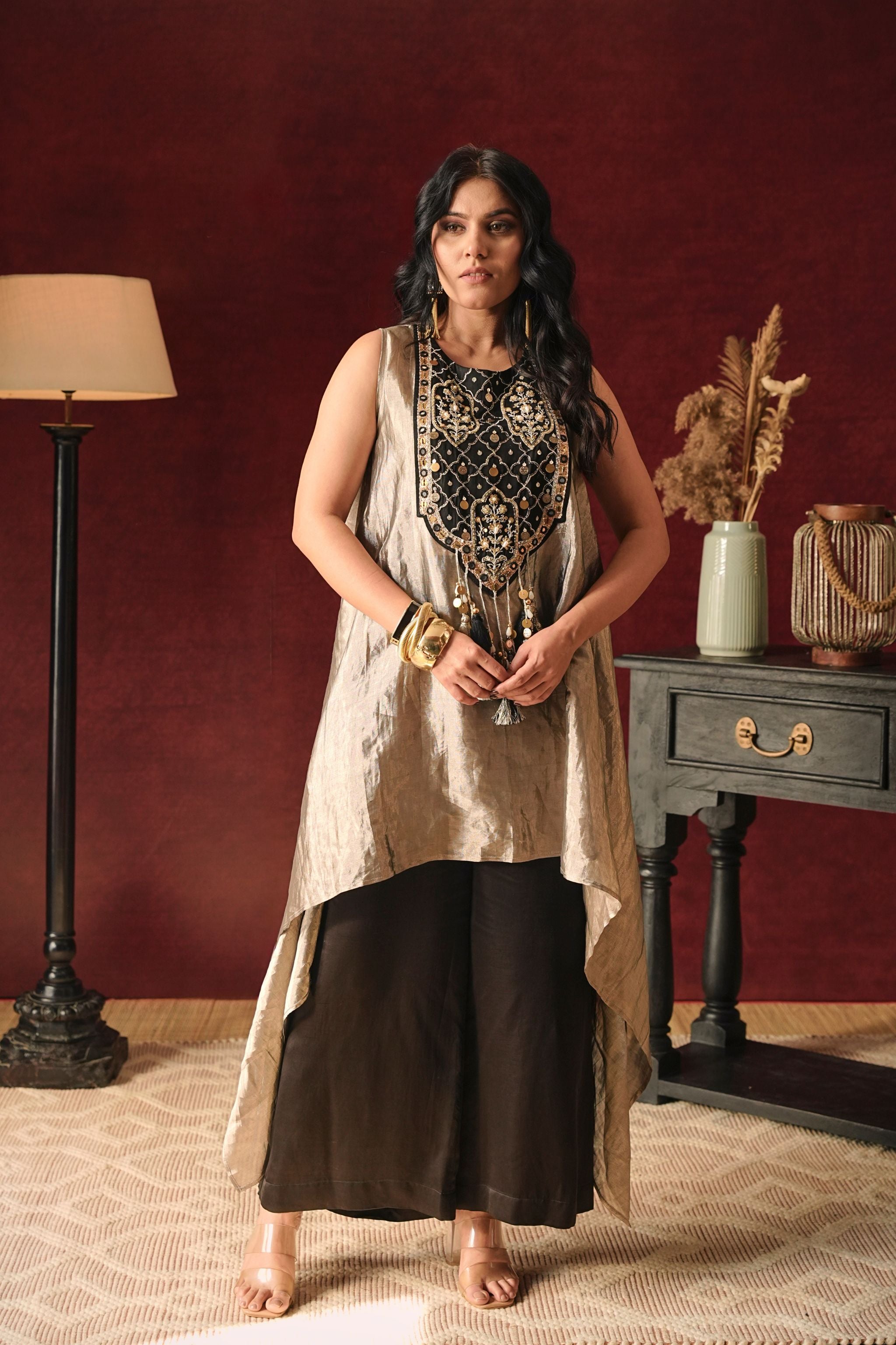 Black High-Low Tunic Set