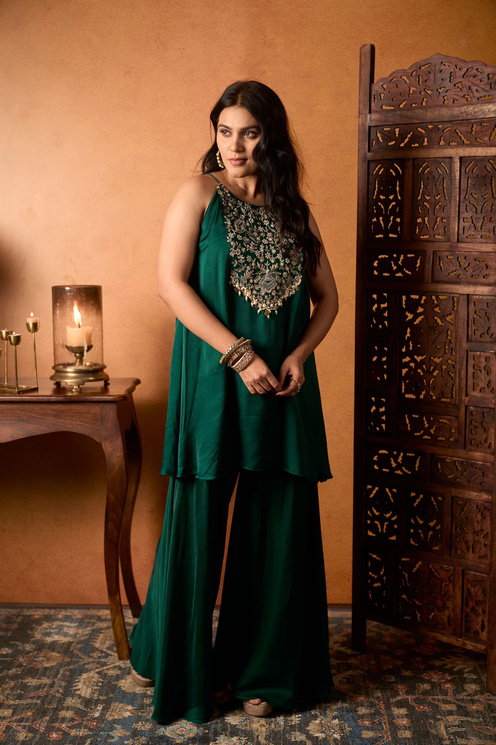 Embroidered Emerald Ensemble