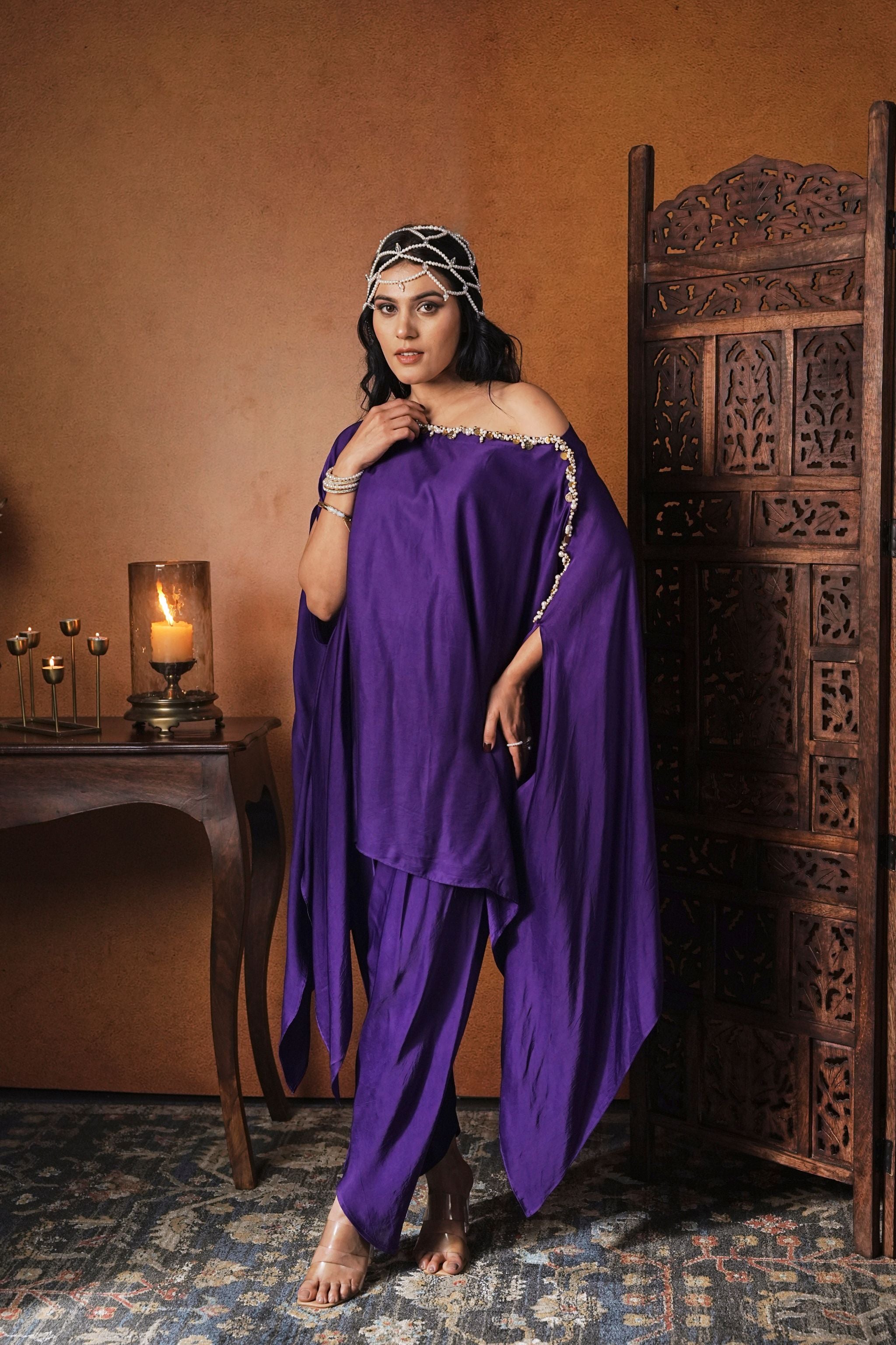 One Shoulder Kaftan Set