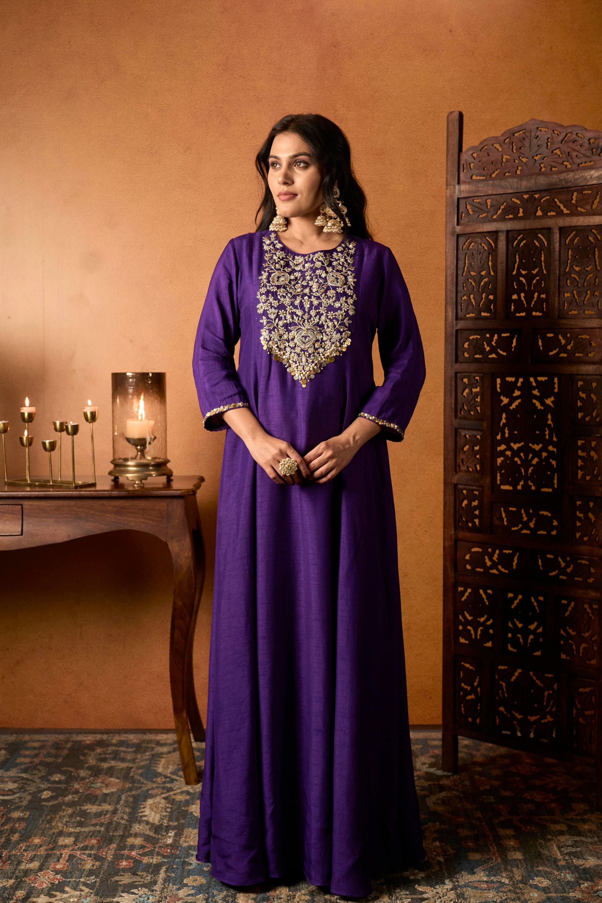 Royal Purple Embroidered Gown