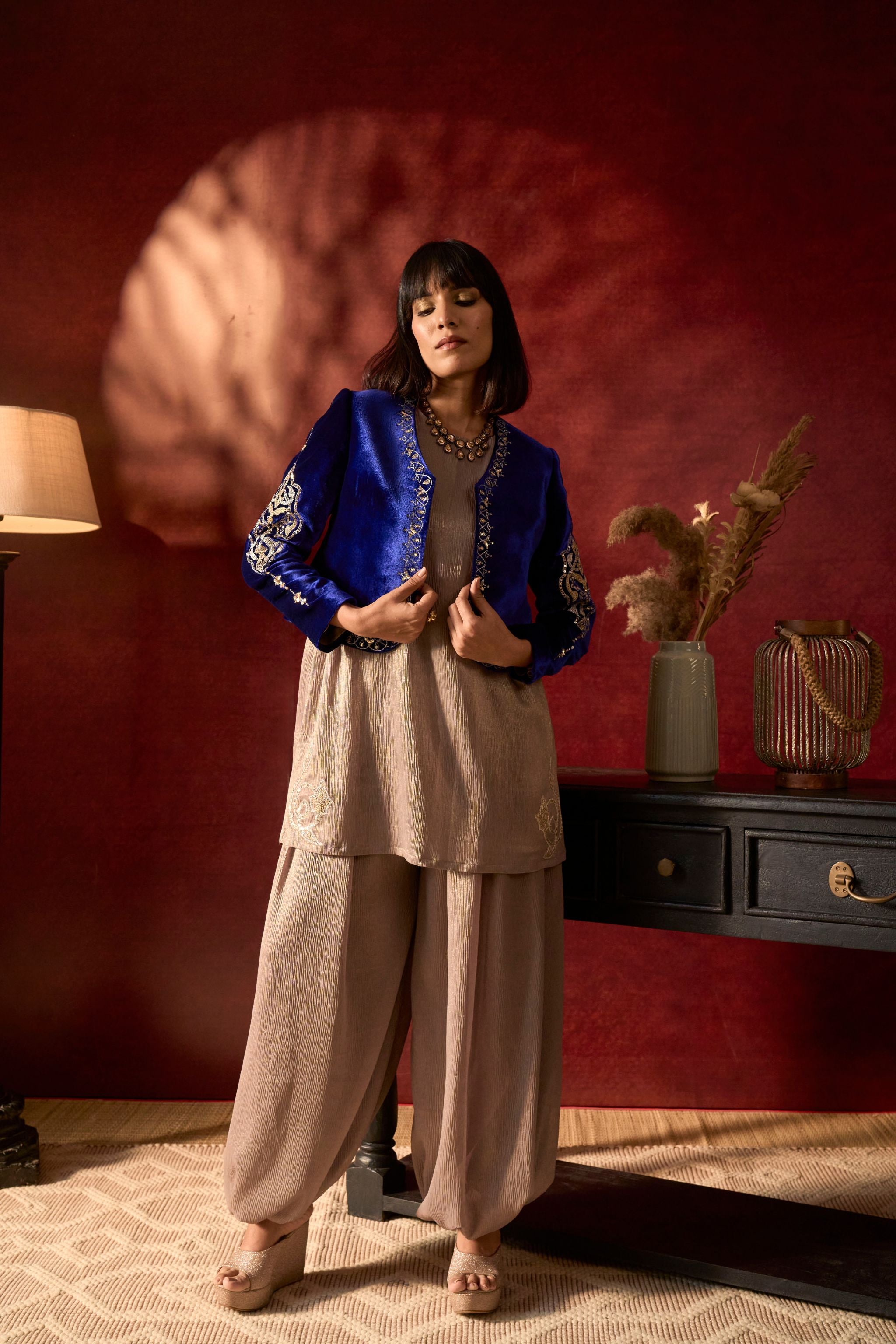 Regal Embroidered Jacket Set