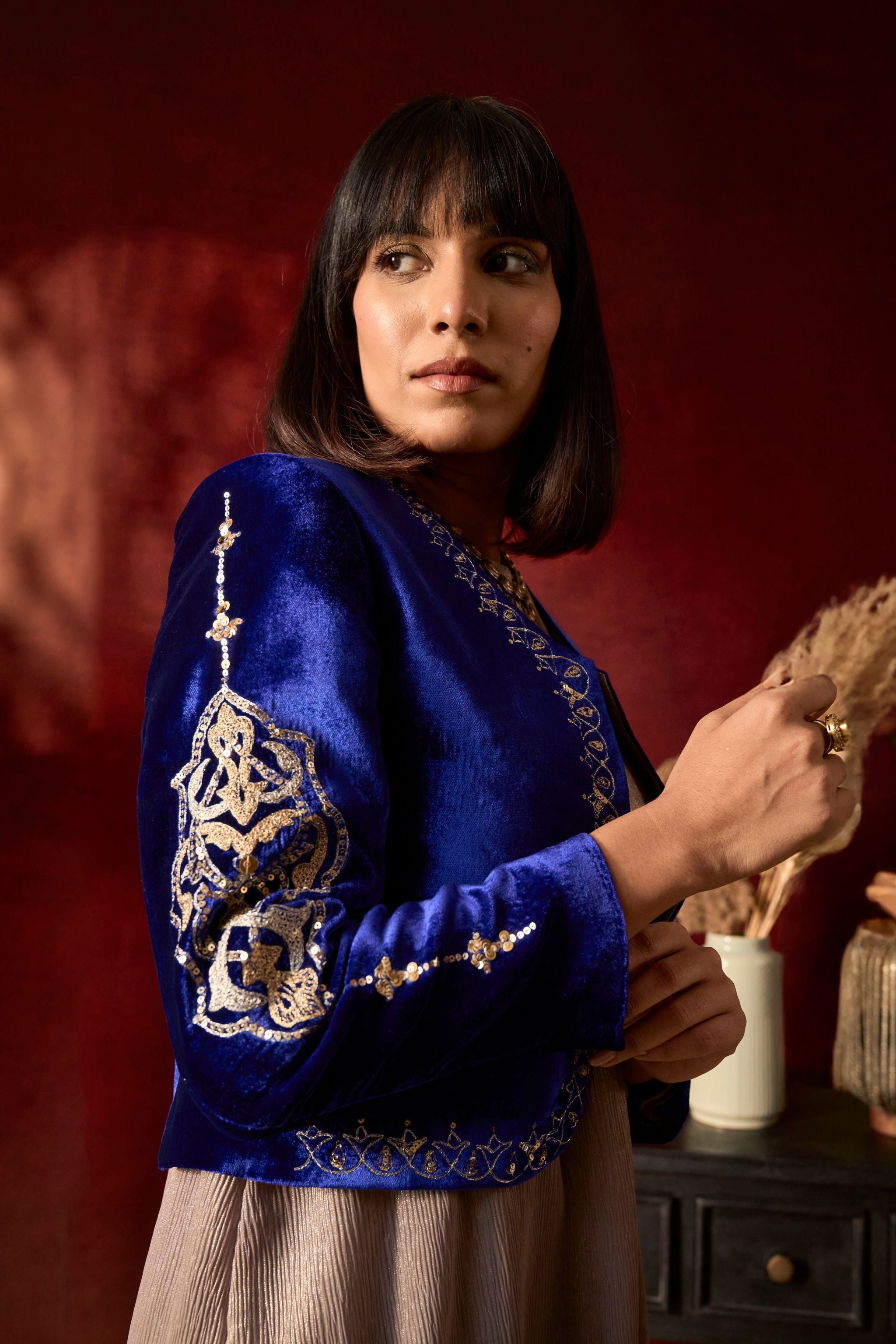 Regal Embroidered Jacket Set