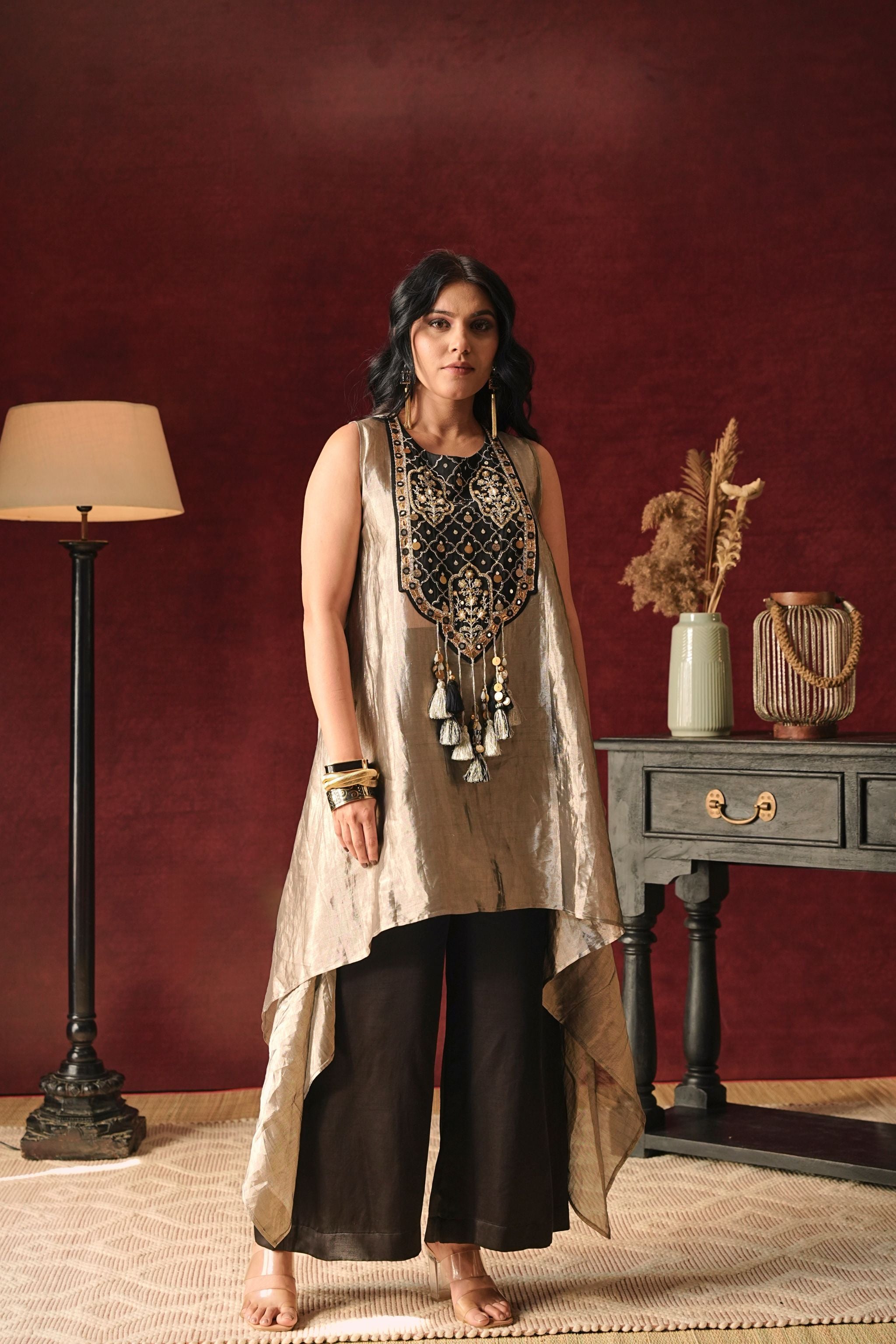 Black High-Low Tunic Set