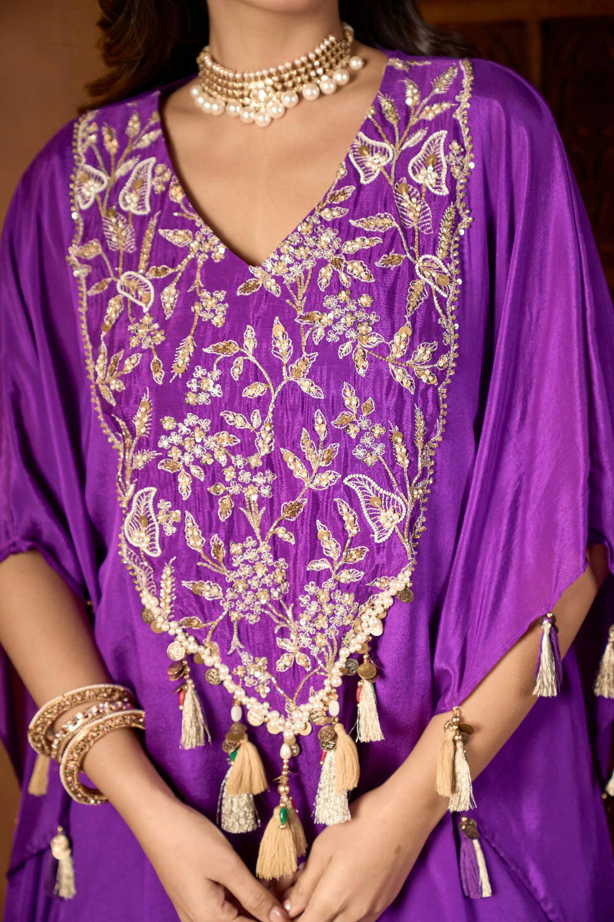Purple Embroidered Set