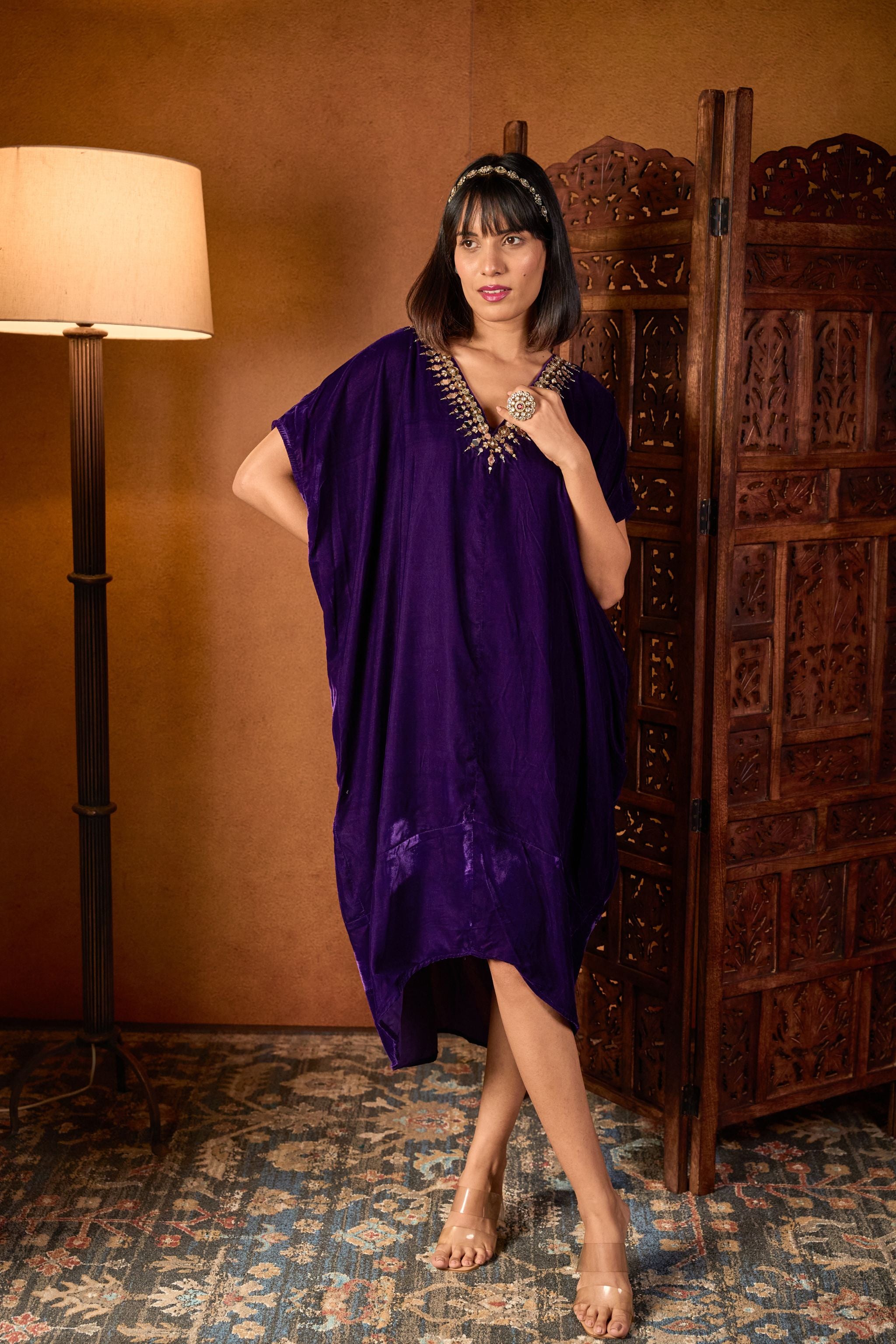 Neck Embroidered Dress