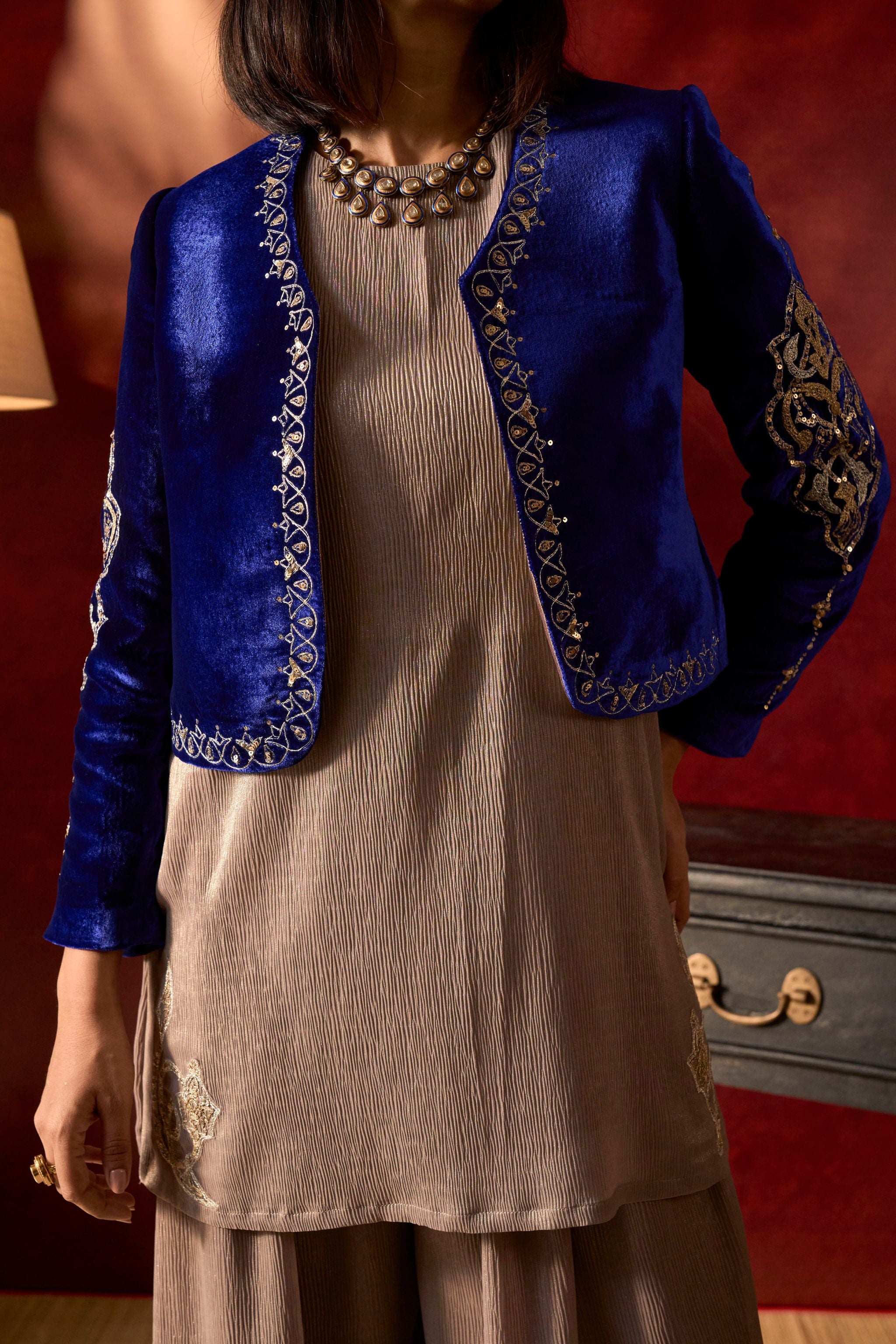 Regal Embroidered Jacket Set