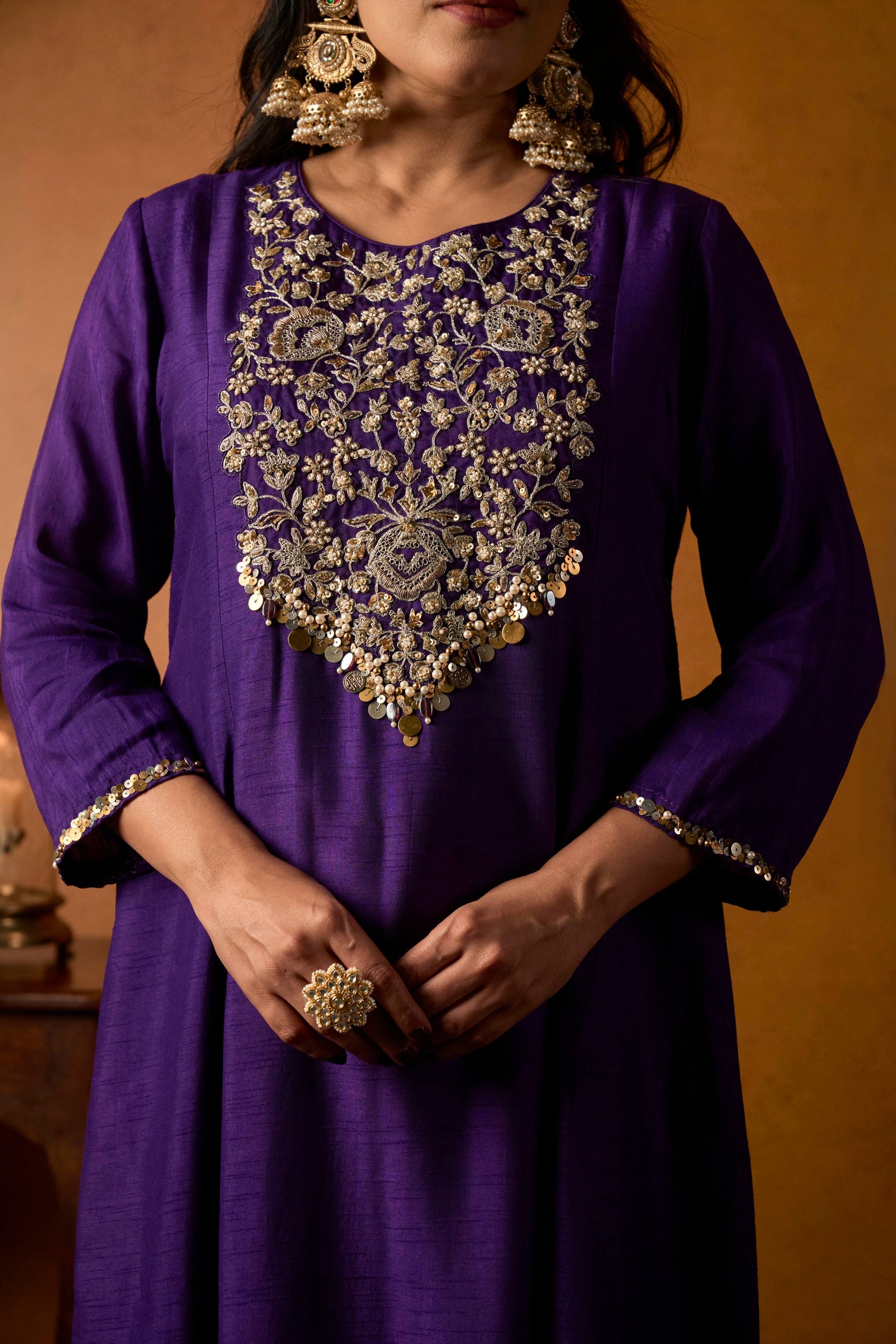 Royal Purple Embroidered Gown