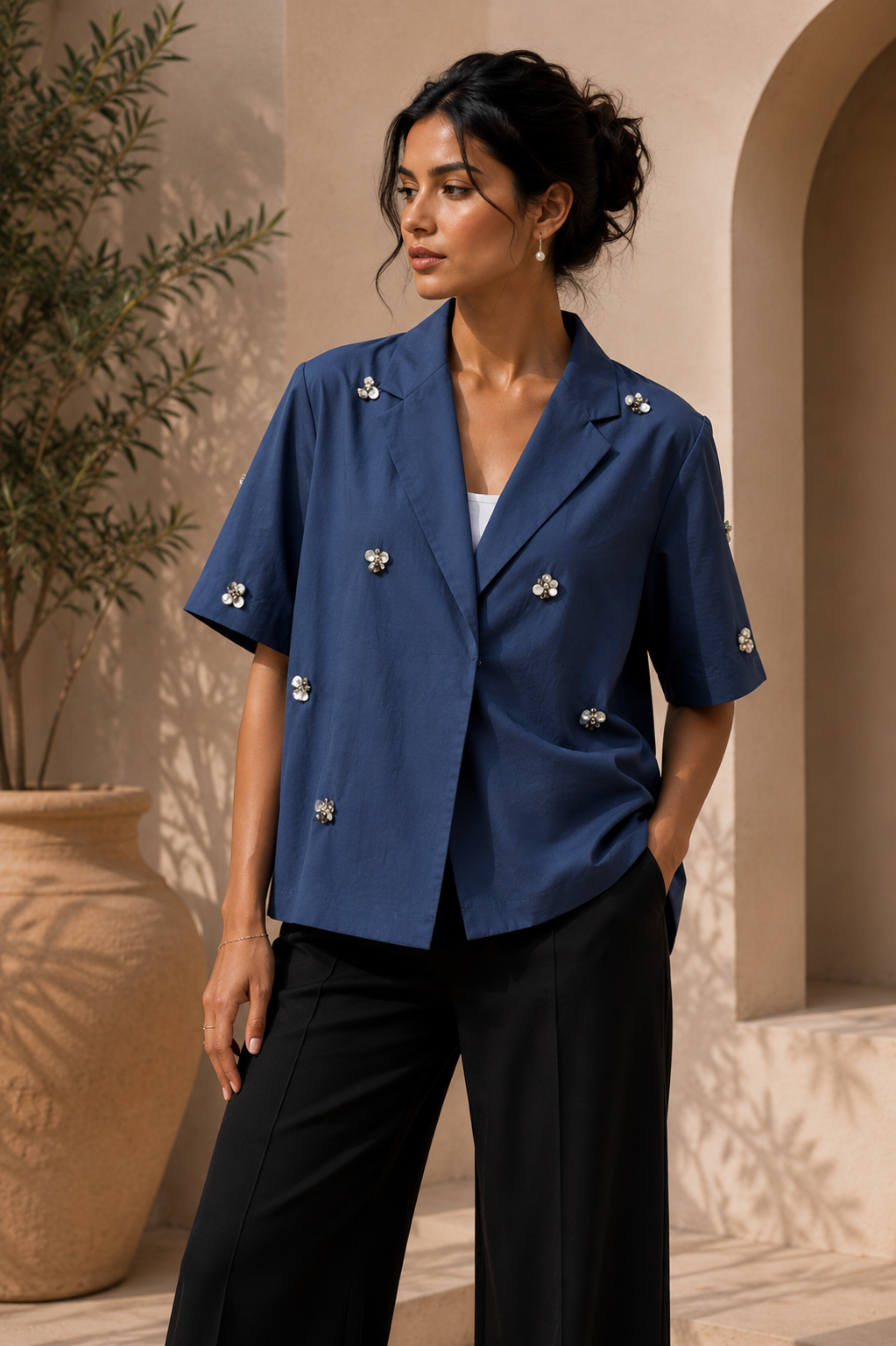 Midnight Pearl Blazer Shirt