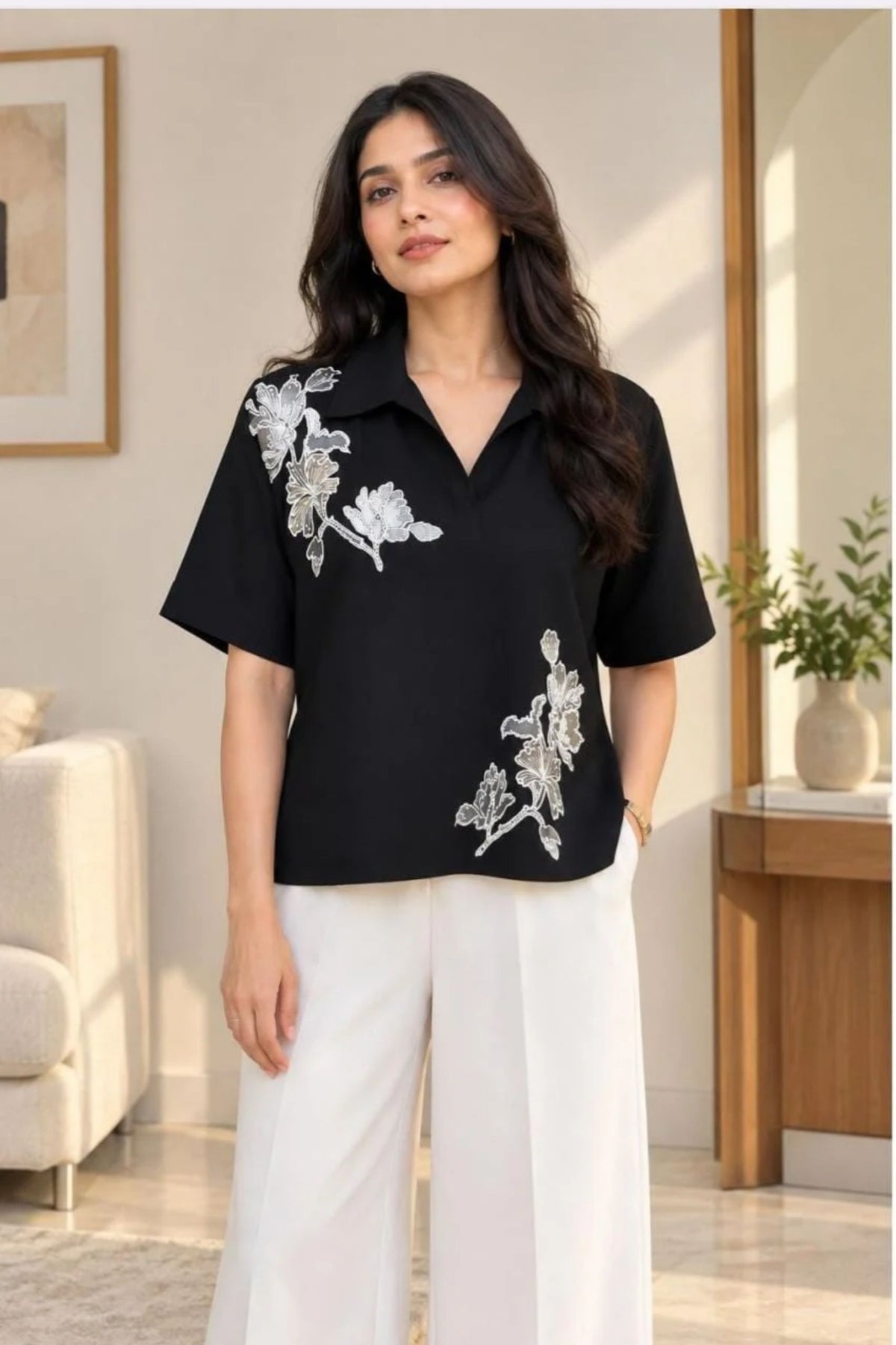 Black Embroidered Shirt