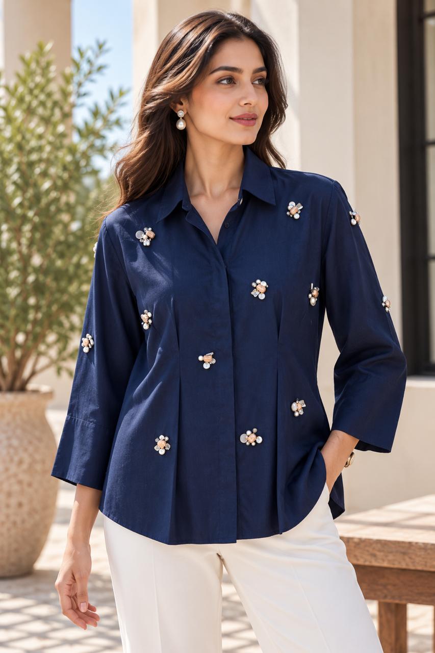 Midnight Pearl Embellished Shirt